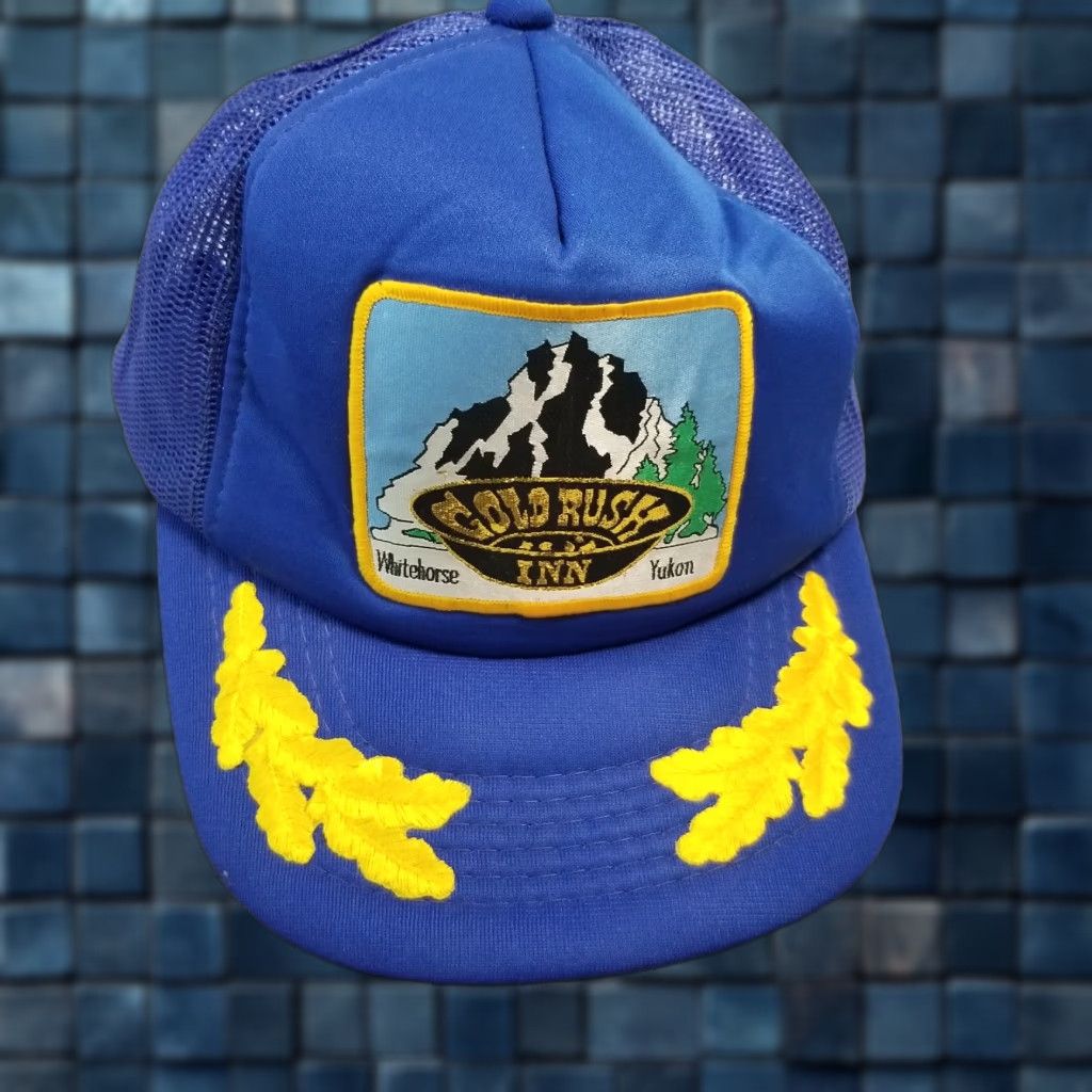 Vintage VINTAGE Whitehorse Yukon Canada Gold Rush Inn Gold Leafs Trucker Hat Cap - One Size - Blue - Adults - Hat - 1980s Advertising Theme Mens/Womens? Size ONE SIZE - 1 Thumbnail