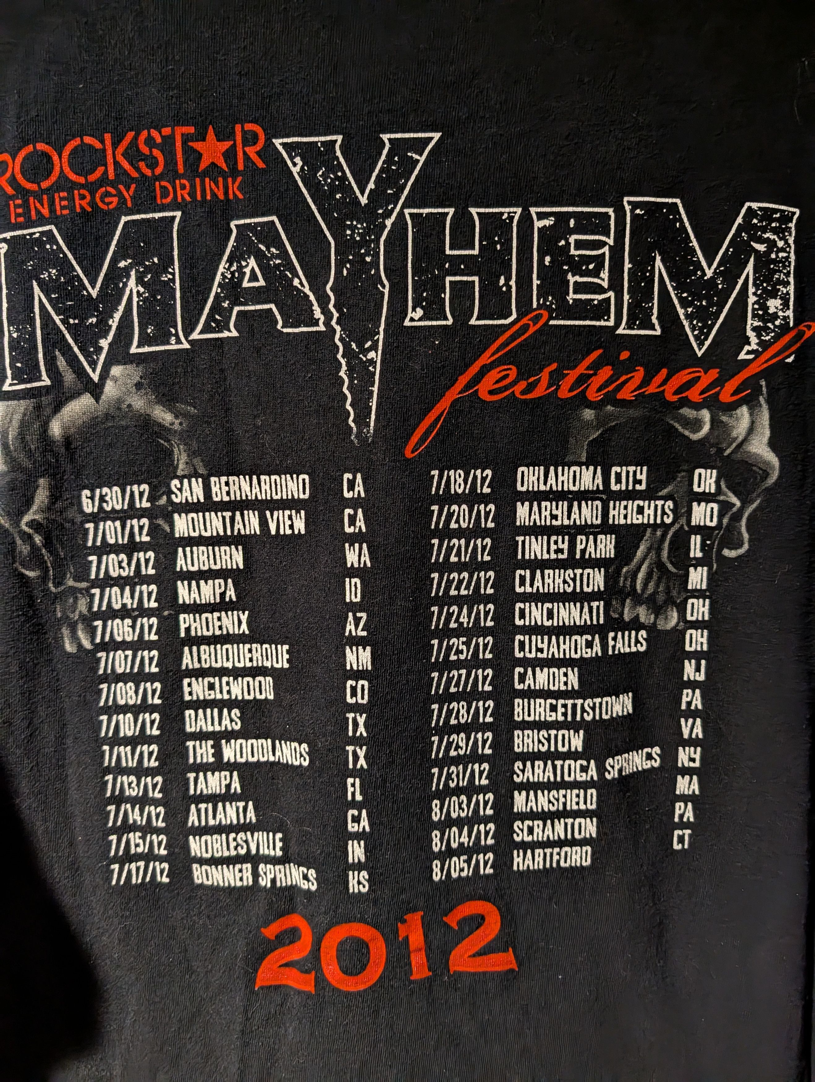 Band Tees Vintage 2012 Mayhem Festival Rockstar Tour XX-Large T-Shirt Size US XXL / EU 58 / 5 - 5 Thumbnail