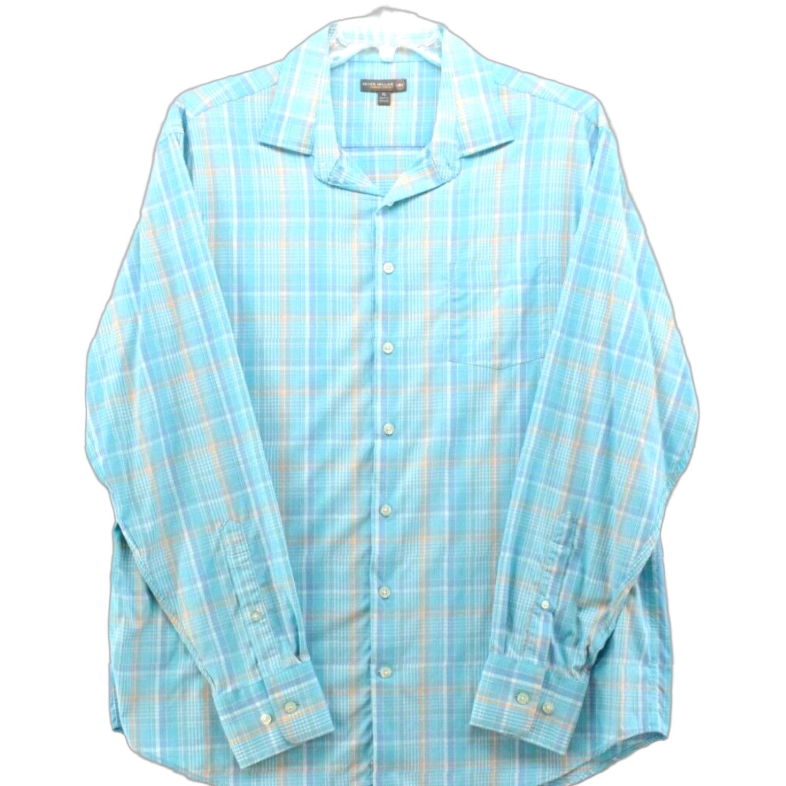 Peter Millar Peter Millar Summer Comfort Shirt Men's XL Performance Stretch Long Sleeve Plaid Blue Size US XL / EU 56 / 4 - 1 Thumbnail