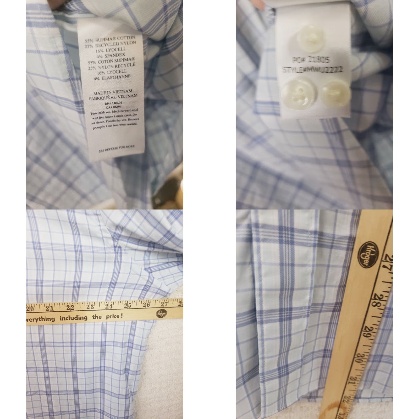 Faherty Faherty Button-Up Shirt Plaid Multicolor 100% Cotton Long Sleeve XL/XXL Regular Fit Mens Size US XXL / EU 58 / 5 - 9 Thumbnail
