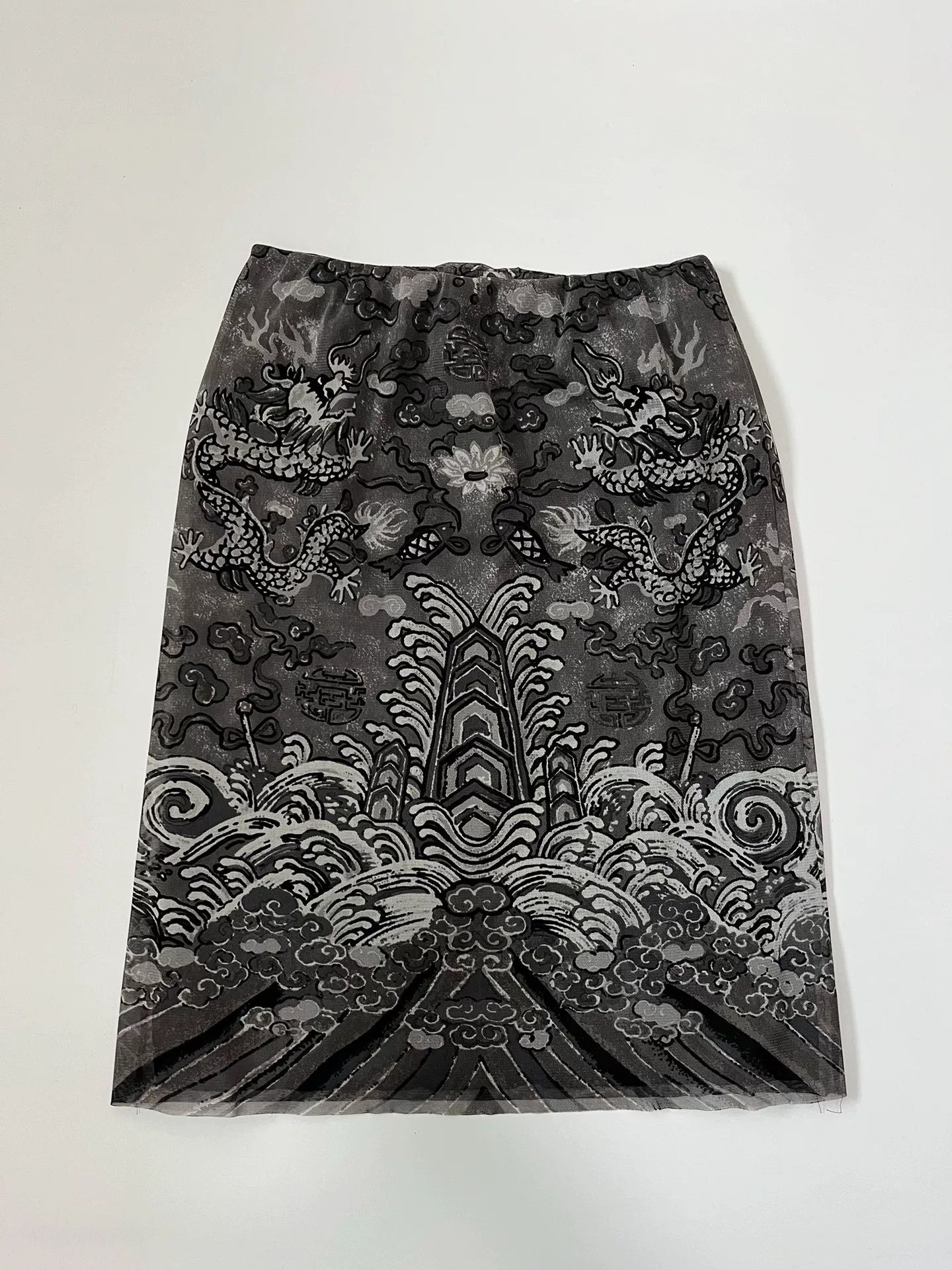 Vivienne Tam Vivienne Tam Dragon Print Mesh Skirt Size 28" / US 6 / IT 42 - 1 Thumbnail
