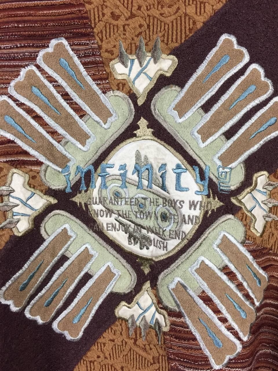 Japanese Brand Vtg Infinity By Polish Geometric Patchwork Sweater Size US L / EU 52-54 / 3 - 4 Thumbnail