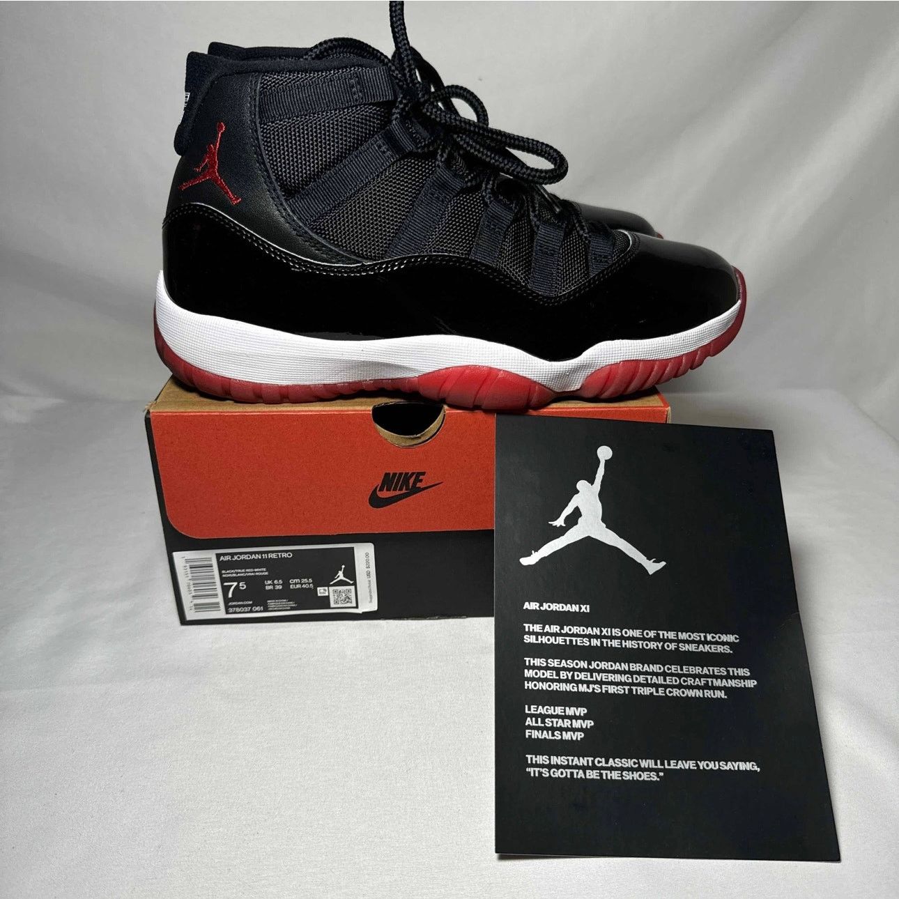 Size 7.5 - Nike Air Jordan 11 Retro Bred 2019 Men's Shoes