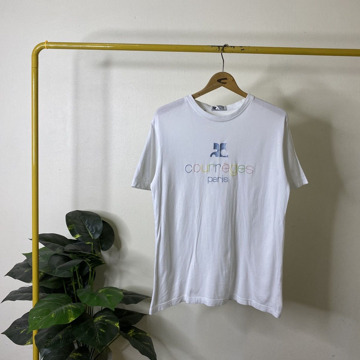 Courreges 1990s Courreges Multicolor Embroidery Spell Out T Shirt Size US M / EU 48-50 / 2 - 1 Thumbnail