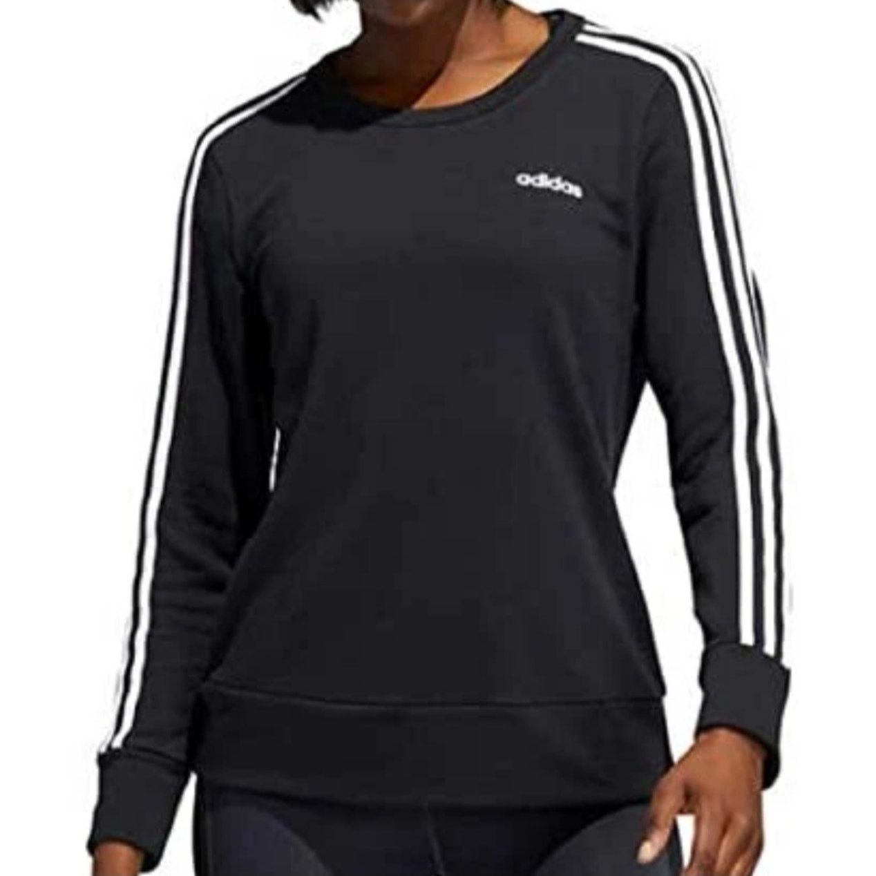 Adidas Adidas Black 3 Stripe Crew Neck Sweatshirt - Women's Small Size S / US 4 / IT 40 - 1 Thumbnail