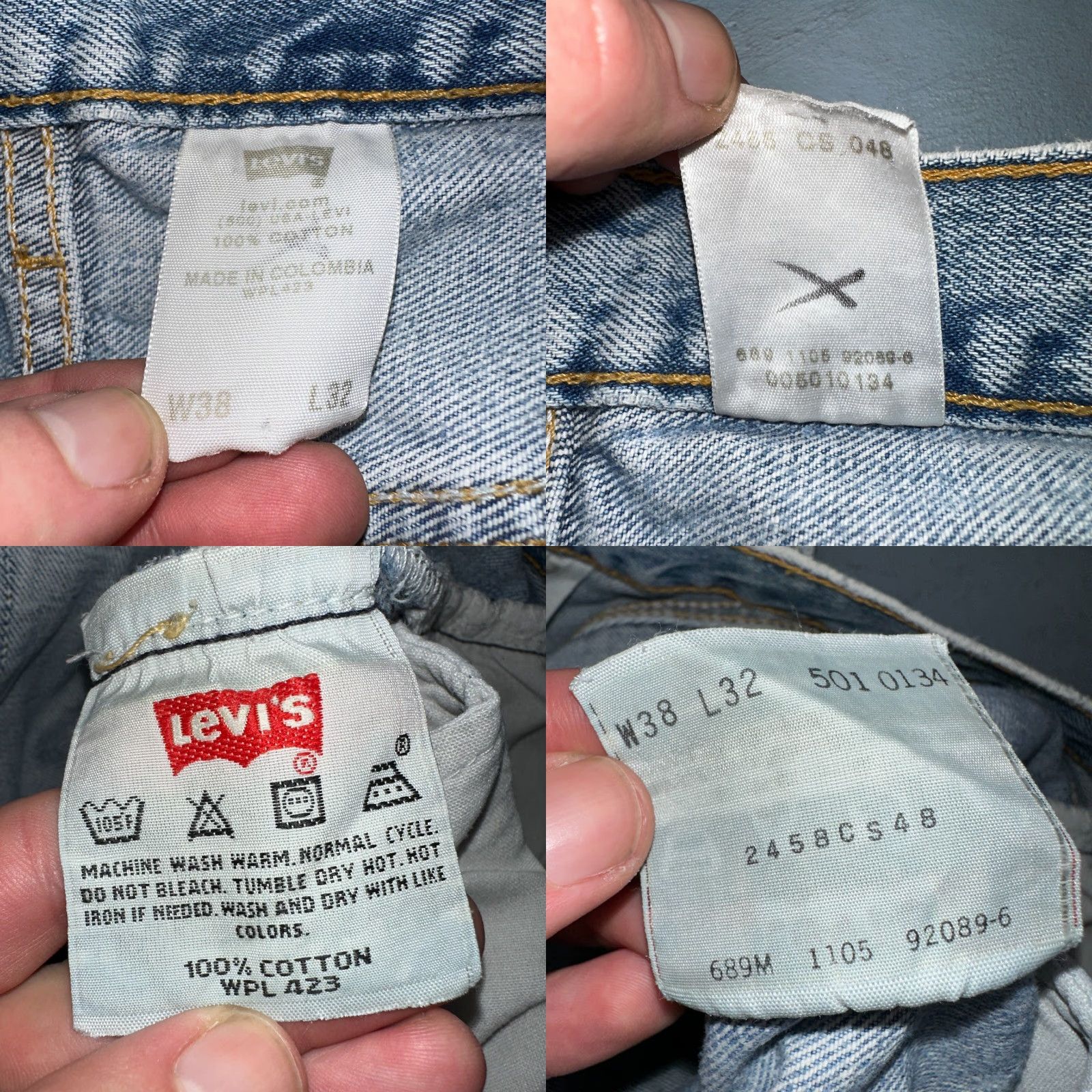 Levi's Levi's 501 Vintage Y2K Straight Jeans 90s Light Blue 38x32 Men's Regular Denim Cotton Blue 501 Series Jeans Size US 38 / EU 54 - 9 Thumbnail