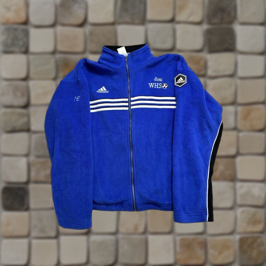 Adidas Adidas Jacket Womens Small Blue Striped Full Zip Football Track Jacket Women S Blue Modern Weathergear Wind-Resistant 16 Season Fall Spring Winter Size S / US 4 / IT 40 - 1 Thumbnail