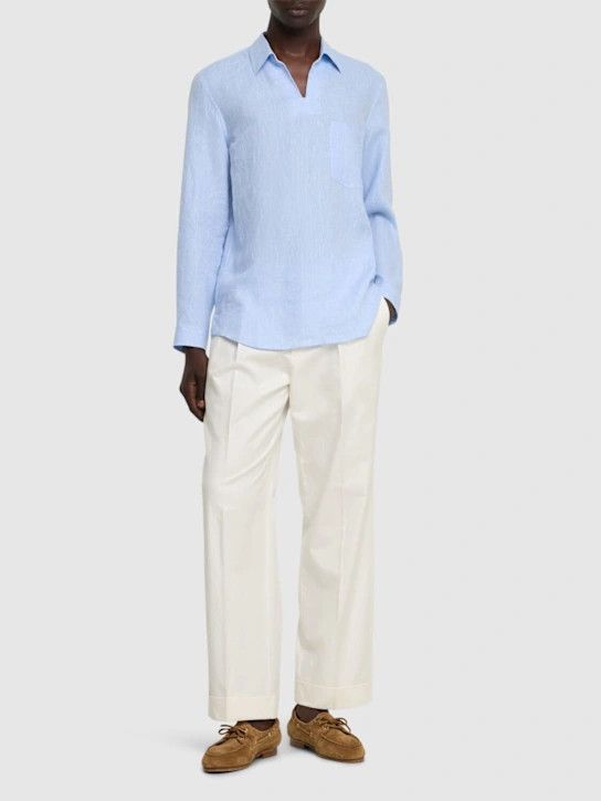 Z Zegna o1lsvrm0525 Oasi Linen Shirt in Light Blue Size US M / EU 48-50 / 2 - 3 Thumbnail