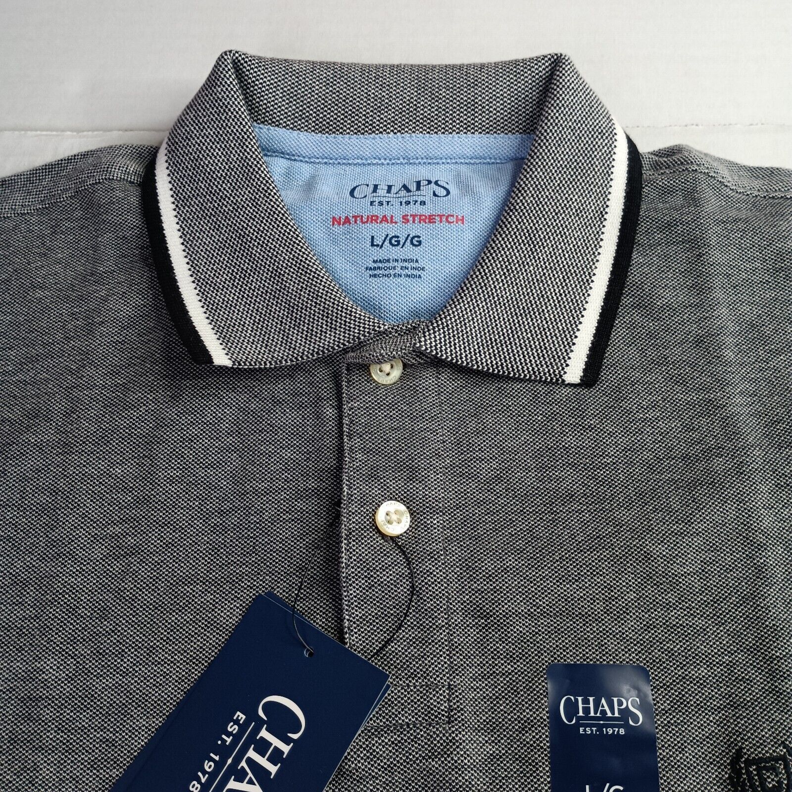 Chaps Chaps Polo Shirt Men's L Large Gray Black Natural Stretch Size US L / EU 52-54 / 3 - 2 Thumbnail