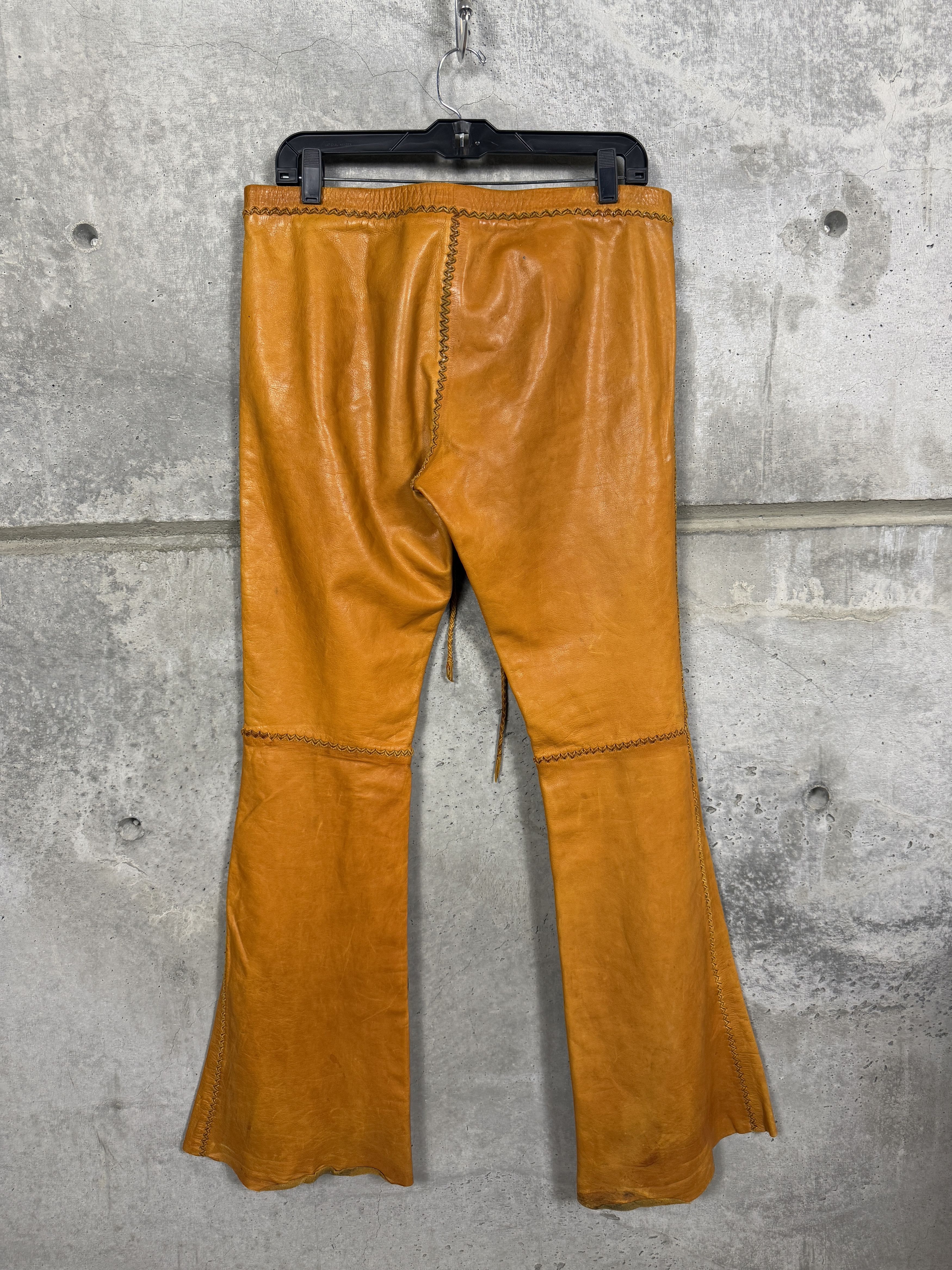 Vintage 1960s Vintage North Beach Leather Whip Stitch Leather Pants Size 33" - 2 Thumbnail