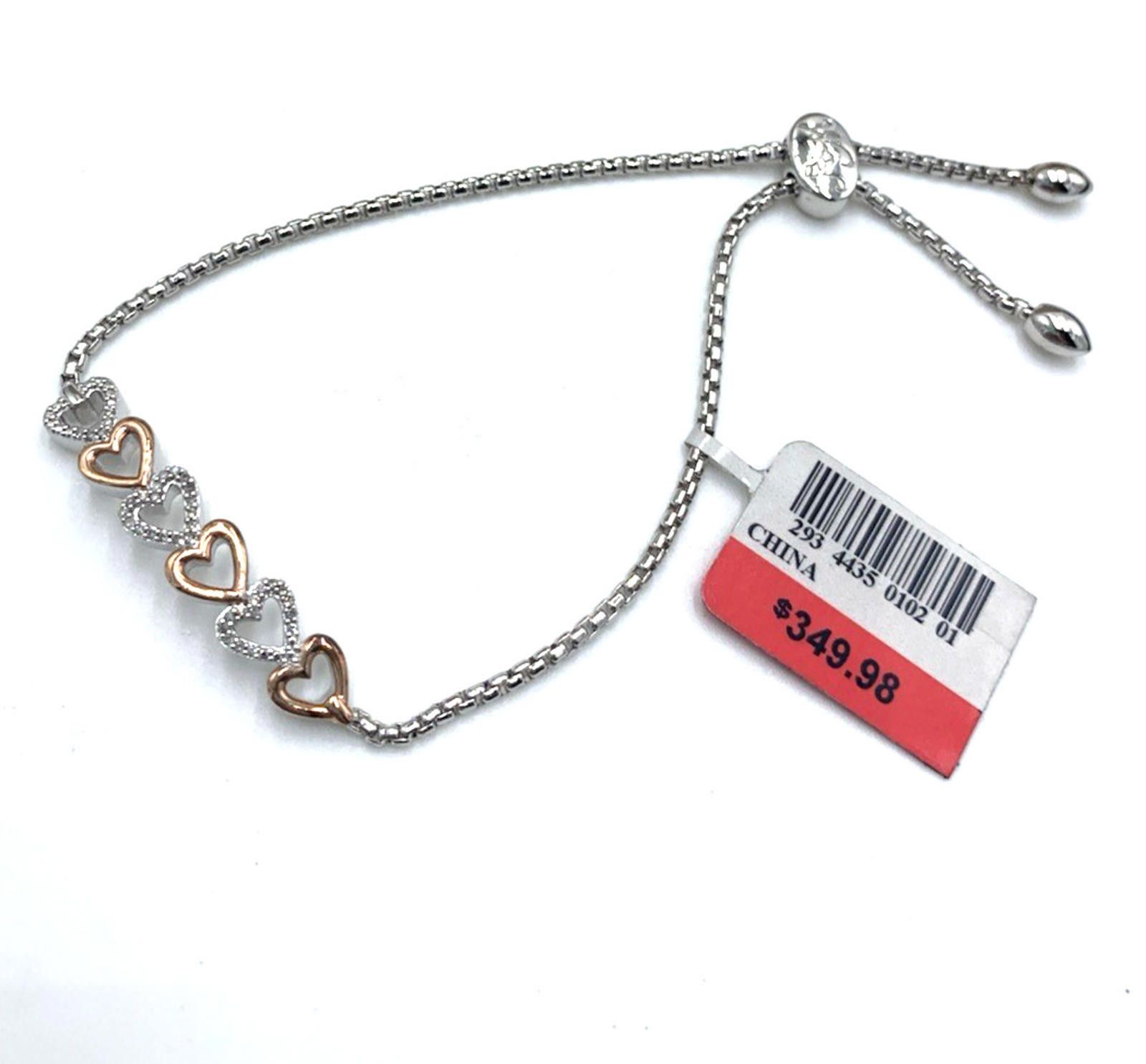 Other 14kt Rose Accent Gold Diamond Open Heart Adjustable Bracelet Size ONE SIZE - 3 Thumbnail