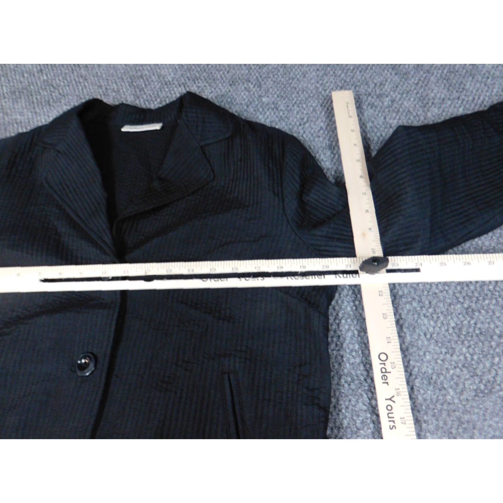 Coldwater Creek Coldwater Creek Womens Jacket Blazer 14P Petites Black Silk Lining Long Sleeve Collared Denim Cotton Solid Peanuts Theme Vintage No Size XL / US 12-14 / IT 48-50 - 4 Thumbnail