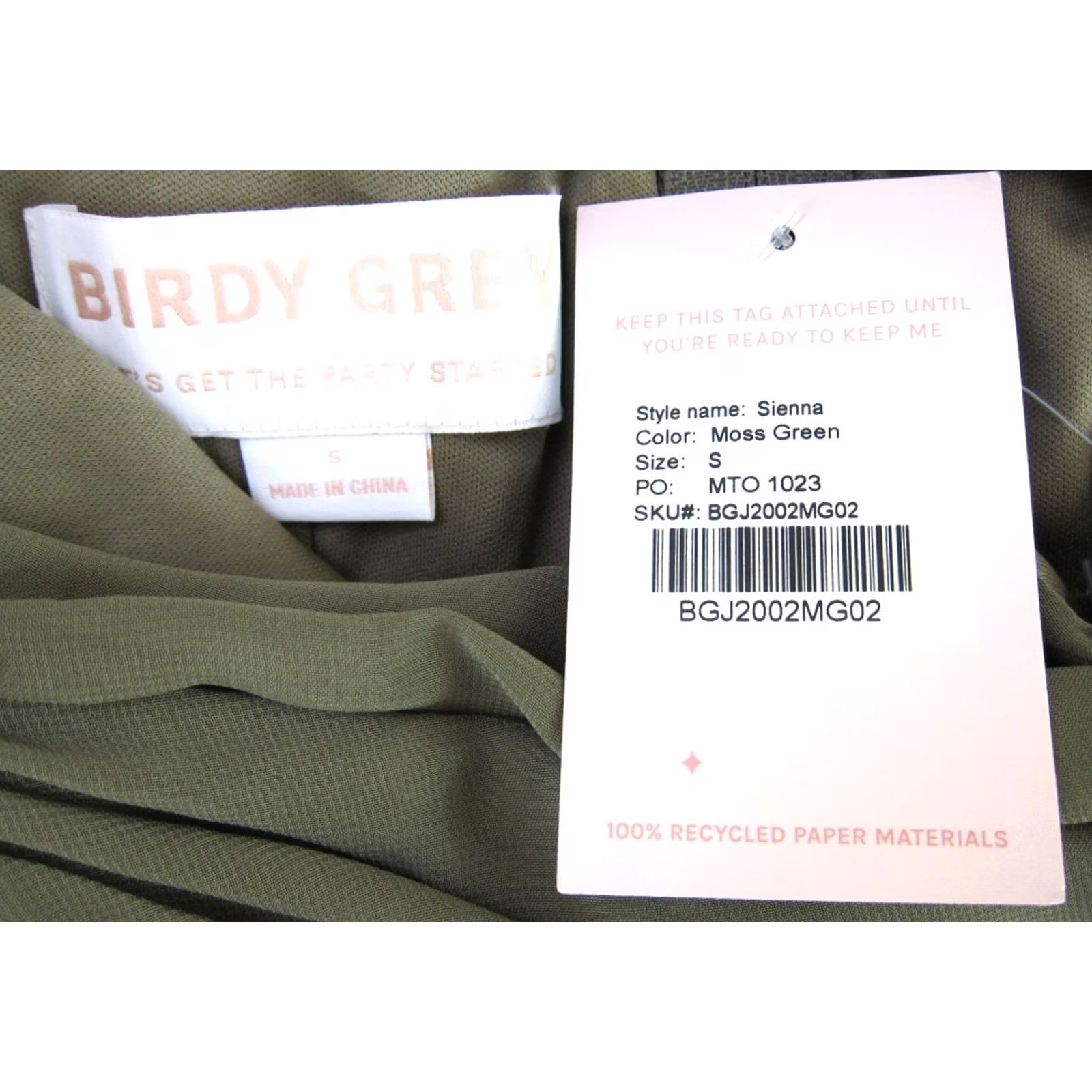 Vintage NWT Birdy Grey Moss Green High Neck Empire Long Maxi Sienna Dress S Size S / US 4 / IT 40 - 3 Thumbnail