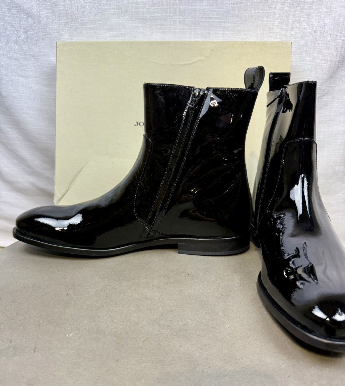 John Galliano Archive New in box Patent Leather Black Zip Boots 42 RARE! Size US 9 / EU 42 - 6 Thumbnail