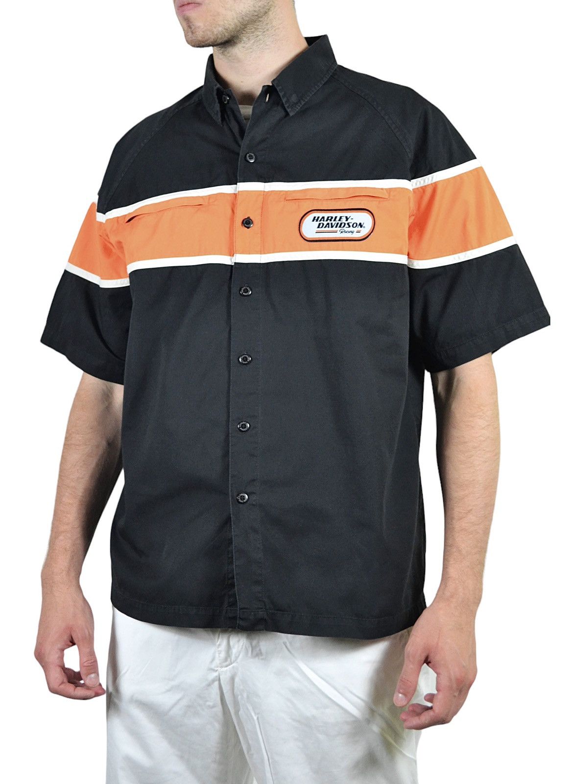 Harley Davidson Y2K Vintage Harley Davidson Big Logo Zip Pocket Racing Shirt Size US L / EU 52-54 / 3 - 4 Thumbnail