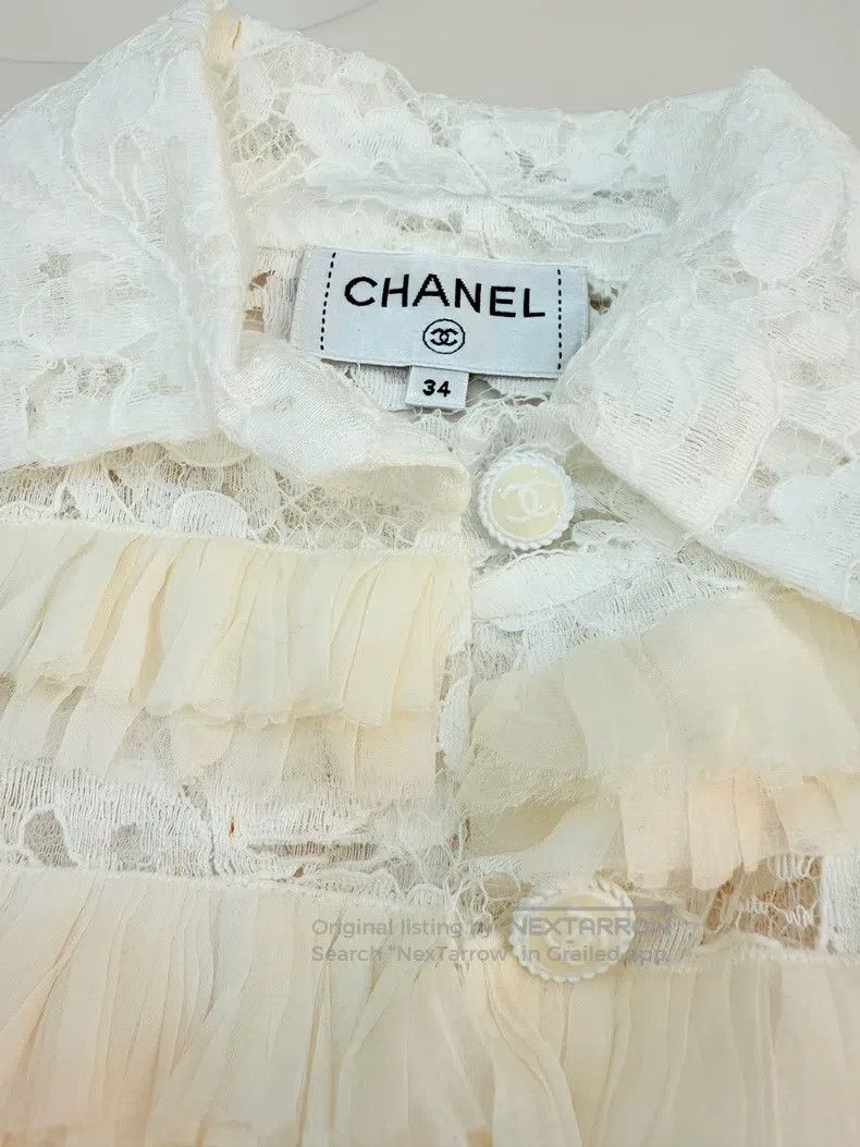 Chanel Chanel Cream Cake Lace Short Sleeve Size XXS / US 00 / IT 34 - 4 Thumbnail