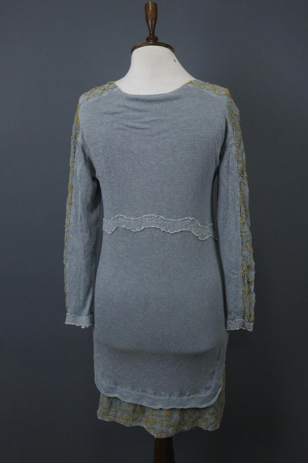 Designer Elisa Cavaletti Blue Knit Round Neck Shift Dress Size S Size S / US 4 / IT 40 - 10 Thumbnail