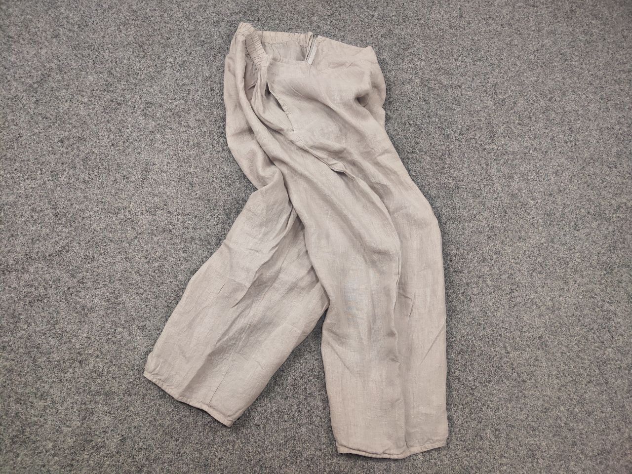 Vintage Grizas Design Minimalist Beige Linen Baggy Ankle Pants Size 32" / US 10 / IT 46 - 2 Thumbnail