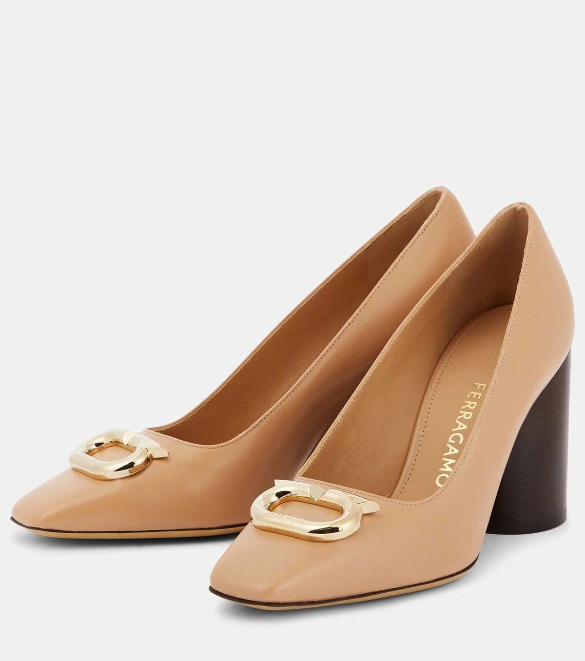 Salvatore Ferragamo o1y0426 Geometric Heel Pumps in Beige Size US 9 / IT 39 - 2 Thumbnail