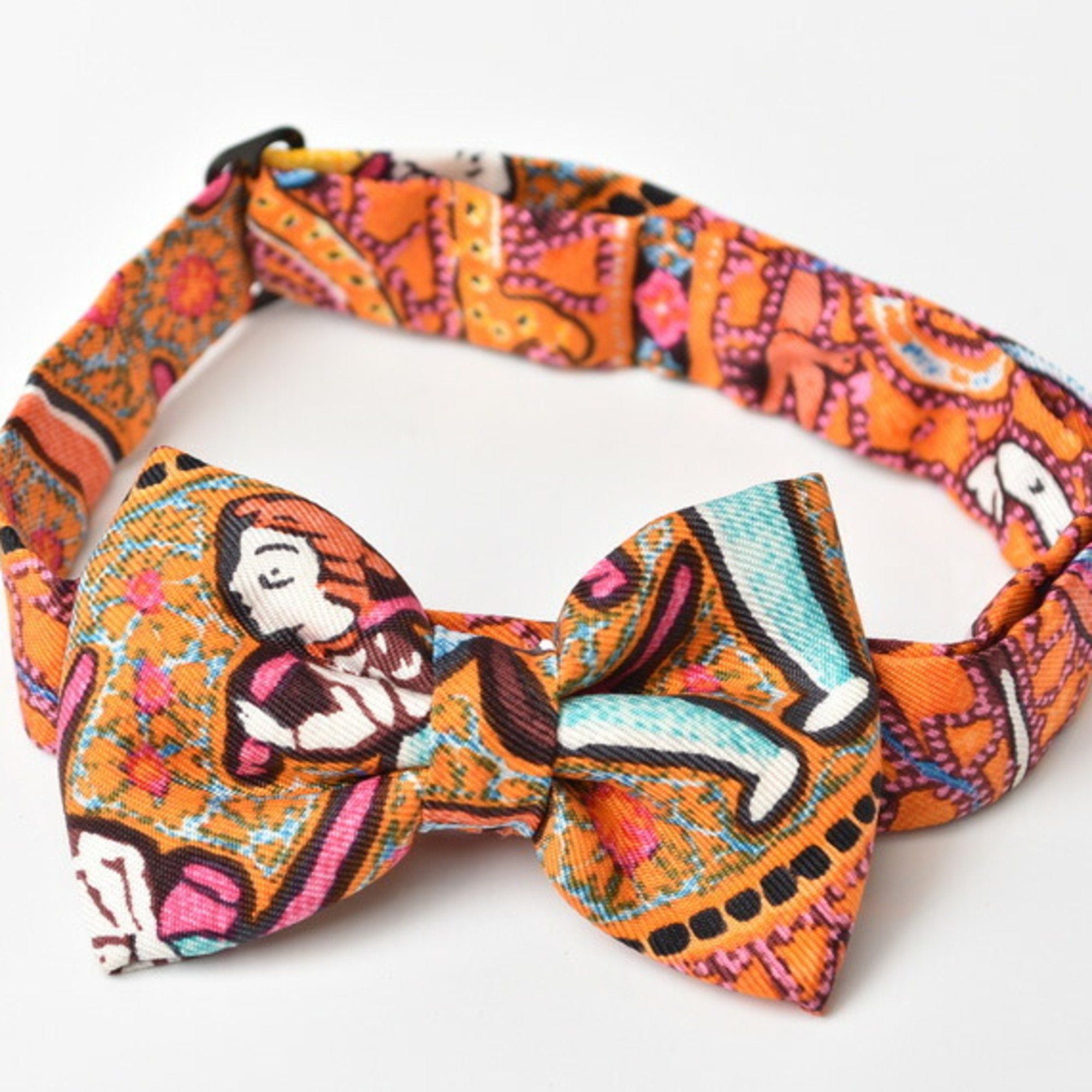 image of Hermes Bow Tie Ribbon Bag Charm Orange Multi, Women's