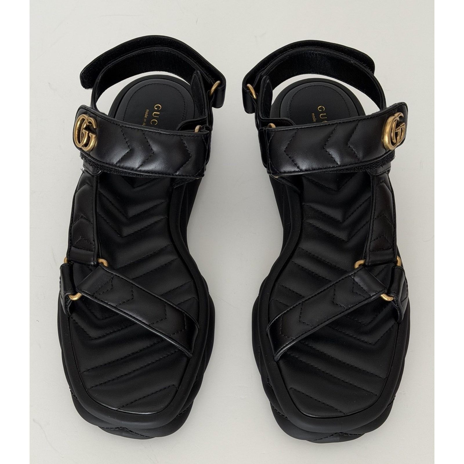 Gucci Gucci GG Quilted Open Toe Black Leather Sandals 10 US 776936 Size US 10 / IT 40 - 3 Thumbnail