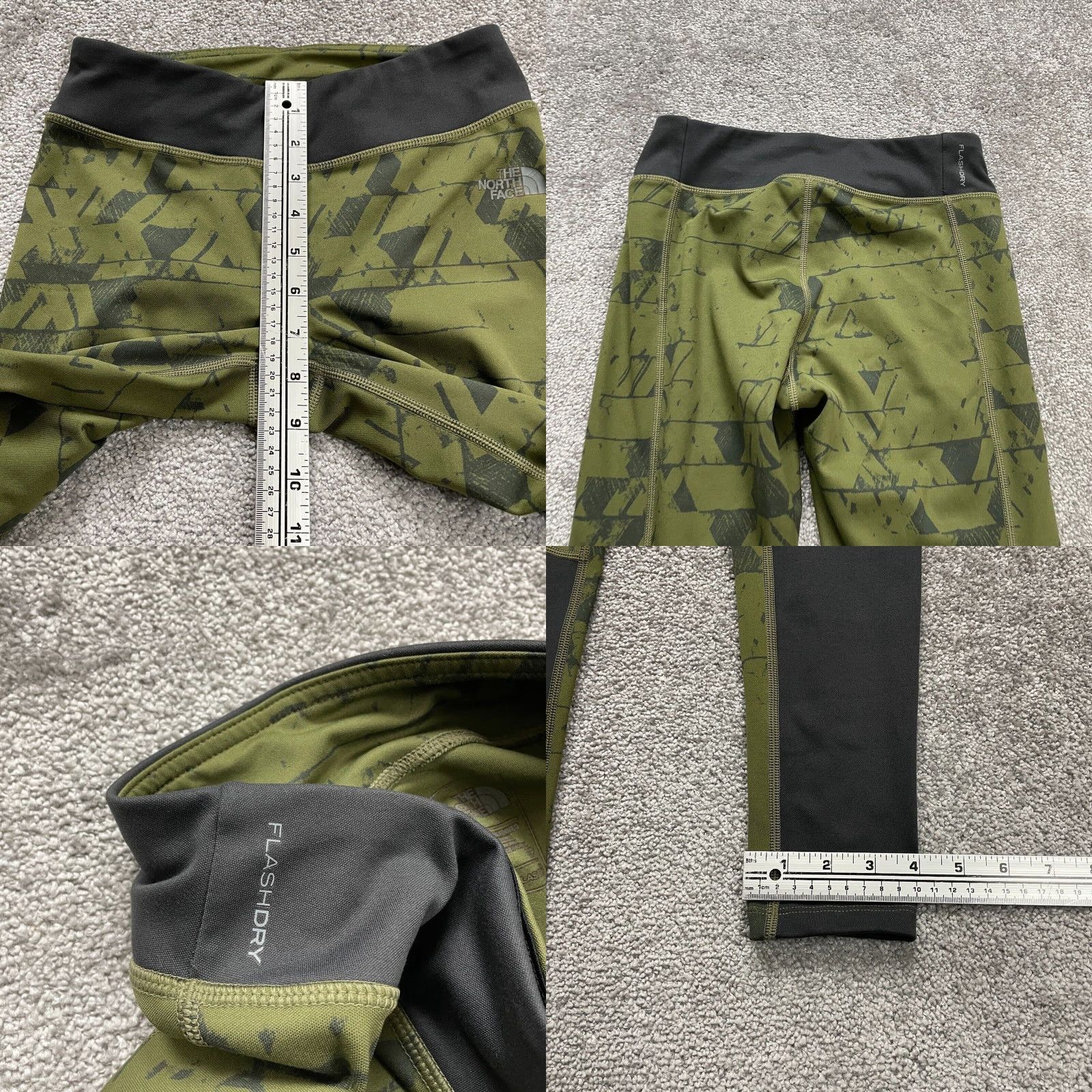 The North Face VINTAGE The North Face Flash Dry Compression Leggings Women Small Green Black Active Gym Size 28" / US 6 / IT 42 - 8 Thumbnail