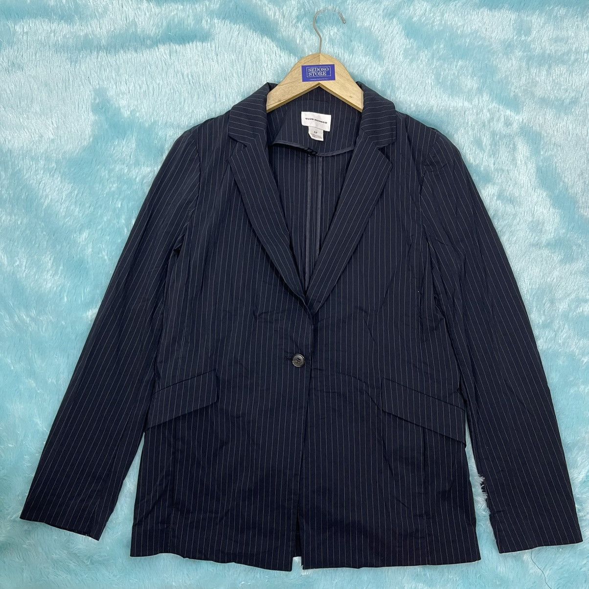 Club Monaco Club Monaco Pinstripe Black Blazer Size L / US 10 / IT 46 - 1 Thumbnail