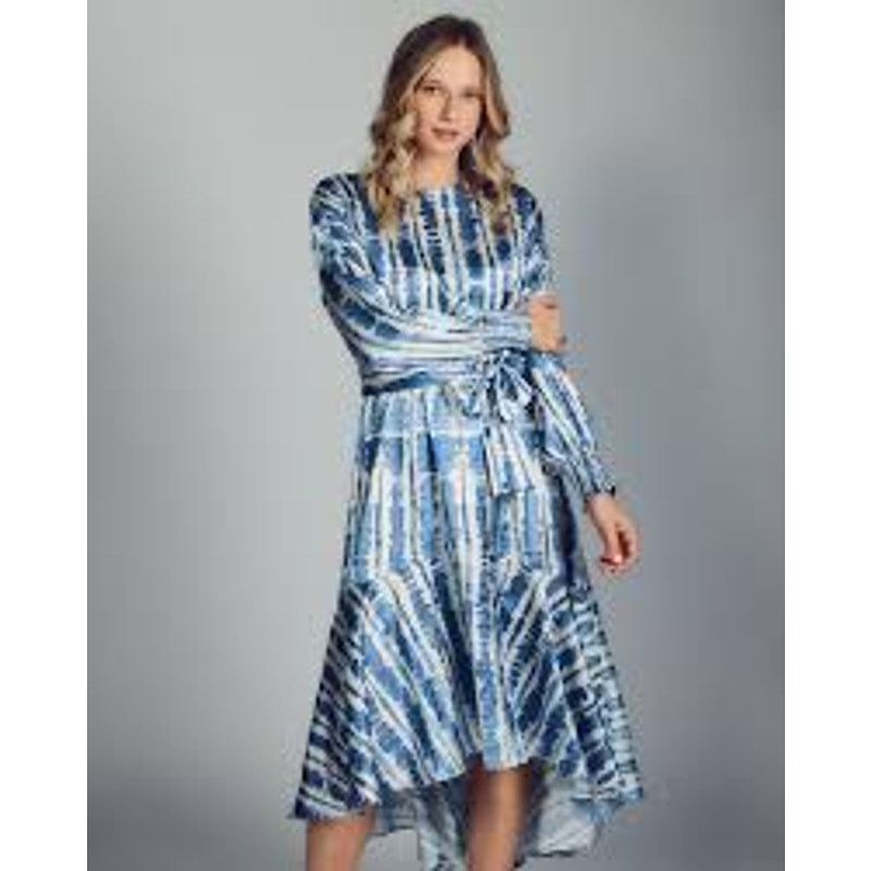 Aleeza Paris Blue Print Dress NWT Size L