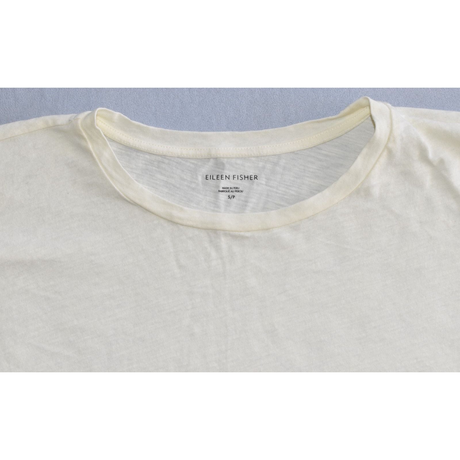 Eileen Fisher EILEEN FISHER Cream Peruvian Org Cotton Crew Neck SS Top S Size S / US 4 / IT 40 - 5 Thumbnail