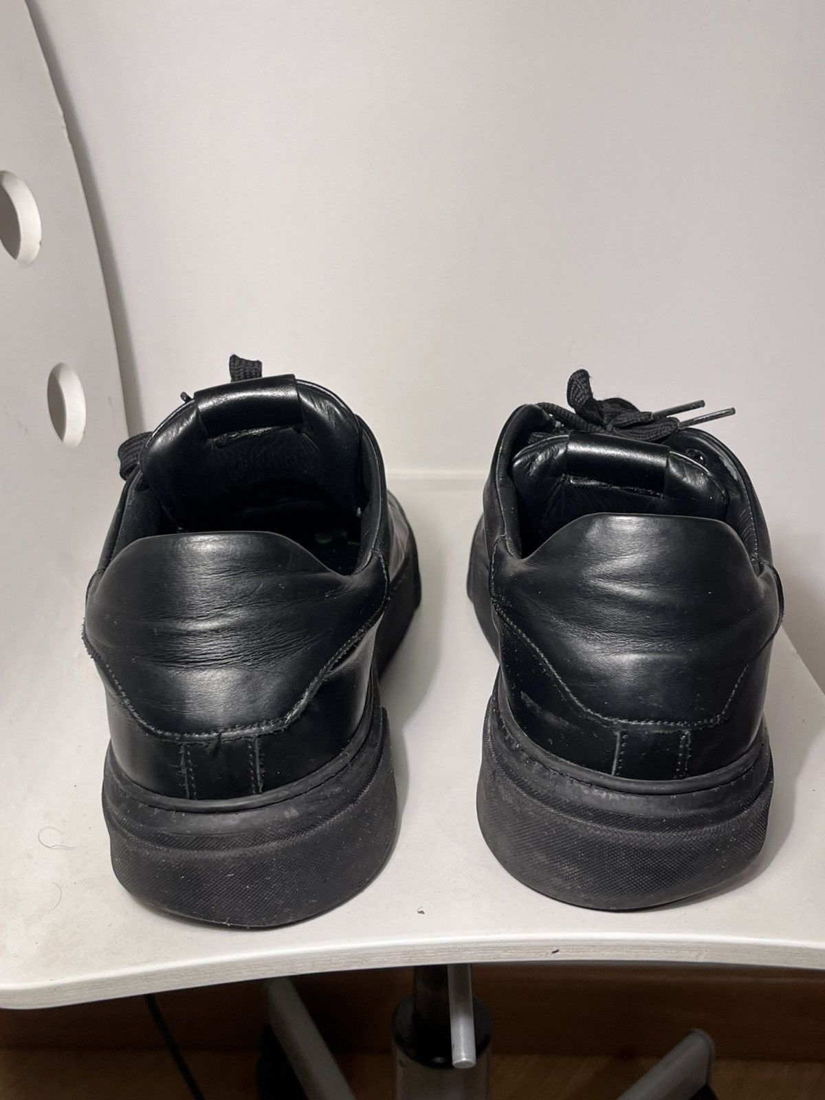Pollini Pollini 1953 Black Leather Low Top Sneakers Size US 10.5 / EU 43-44 - 5 Thumbnail