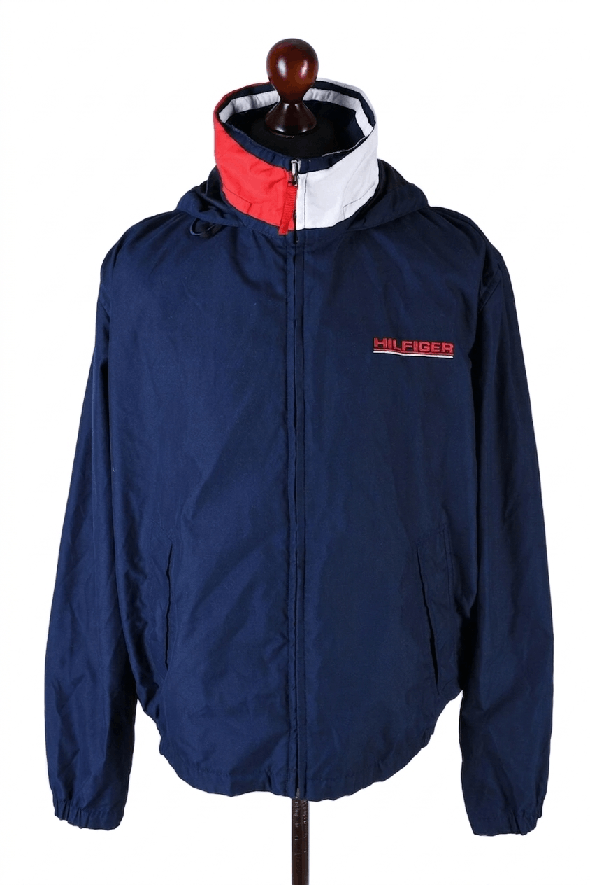 Tommy Hilfiger Tommy Hilfiger Vintage Jacket Sailing Hooded Navy Blue Size US XL / EU 56 / 4 - 1 Thumbnail