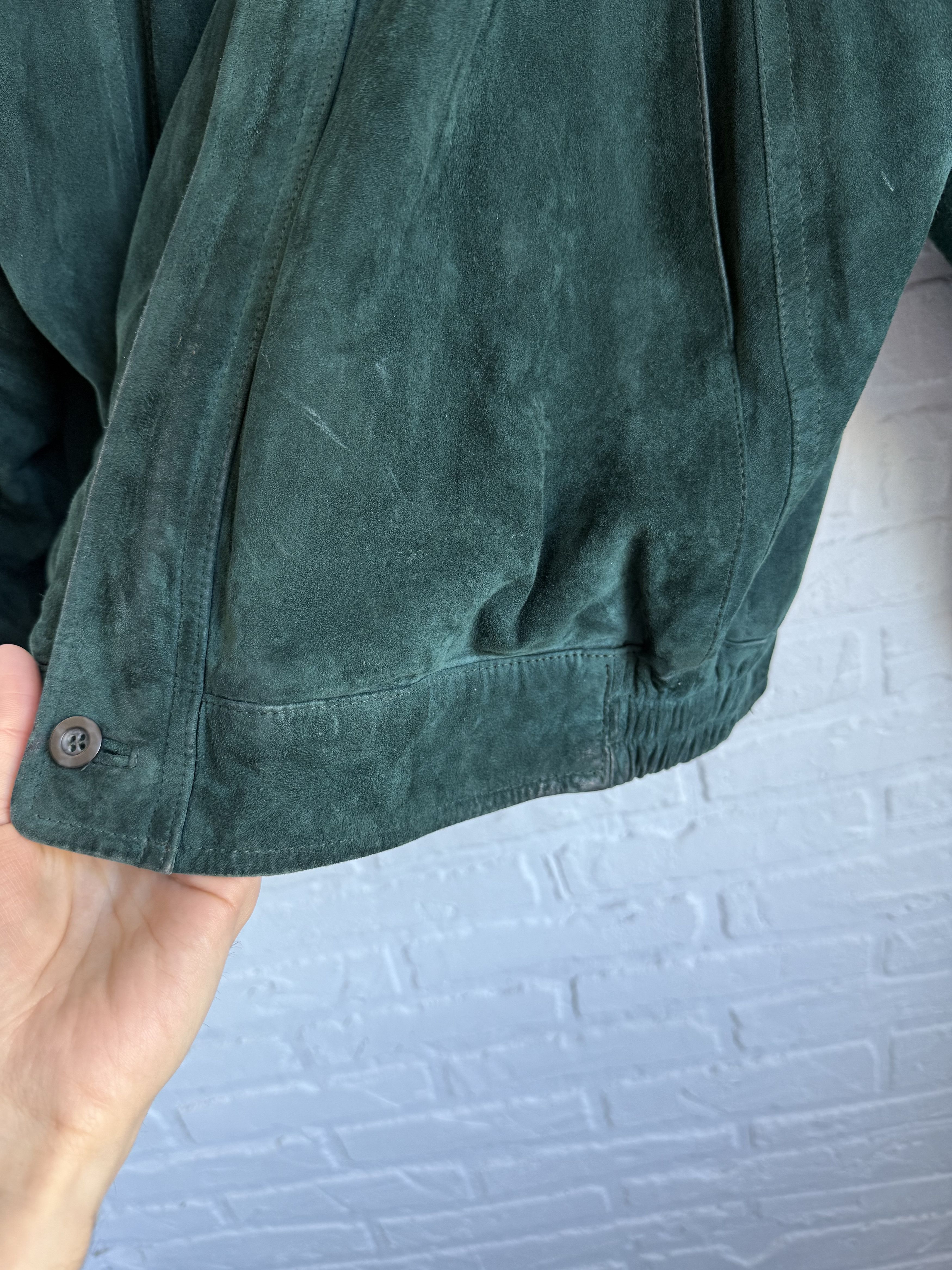 Burberry Vintage Burberrys Suede Leather bomber jacket Dark Green Size US L / EU 52-54 / 3 - 17 Thumbnail
