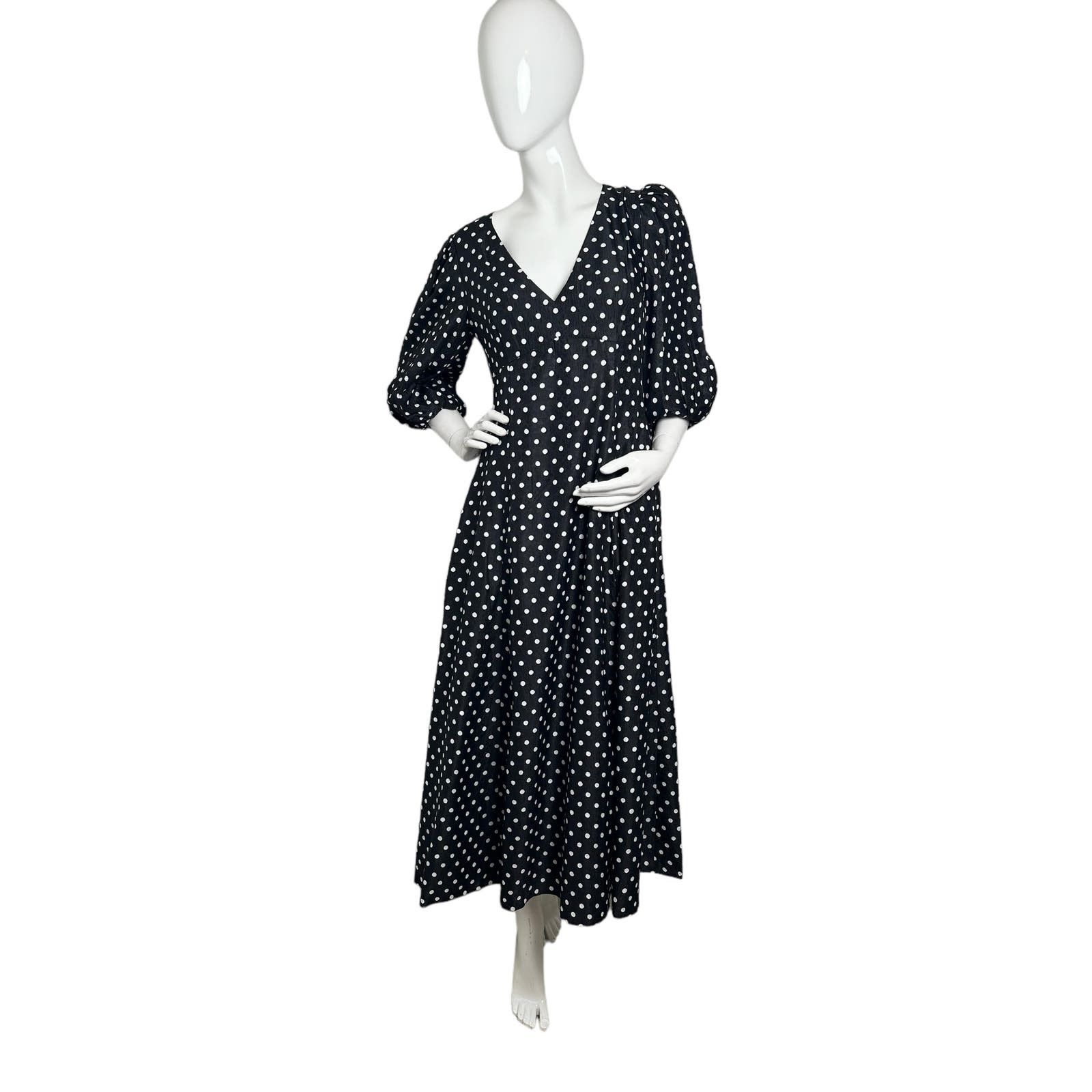 image of Kate Spade Harmony Dot Cloqué Mainline Dress 16 Black, Women's (Size 2XL)