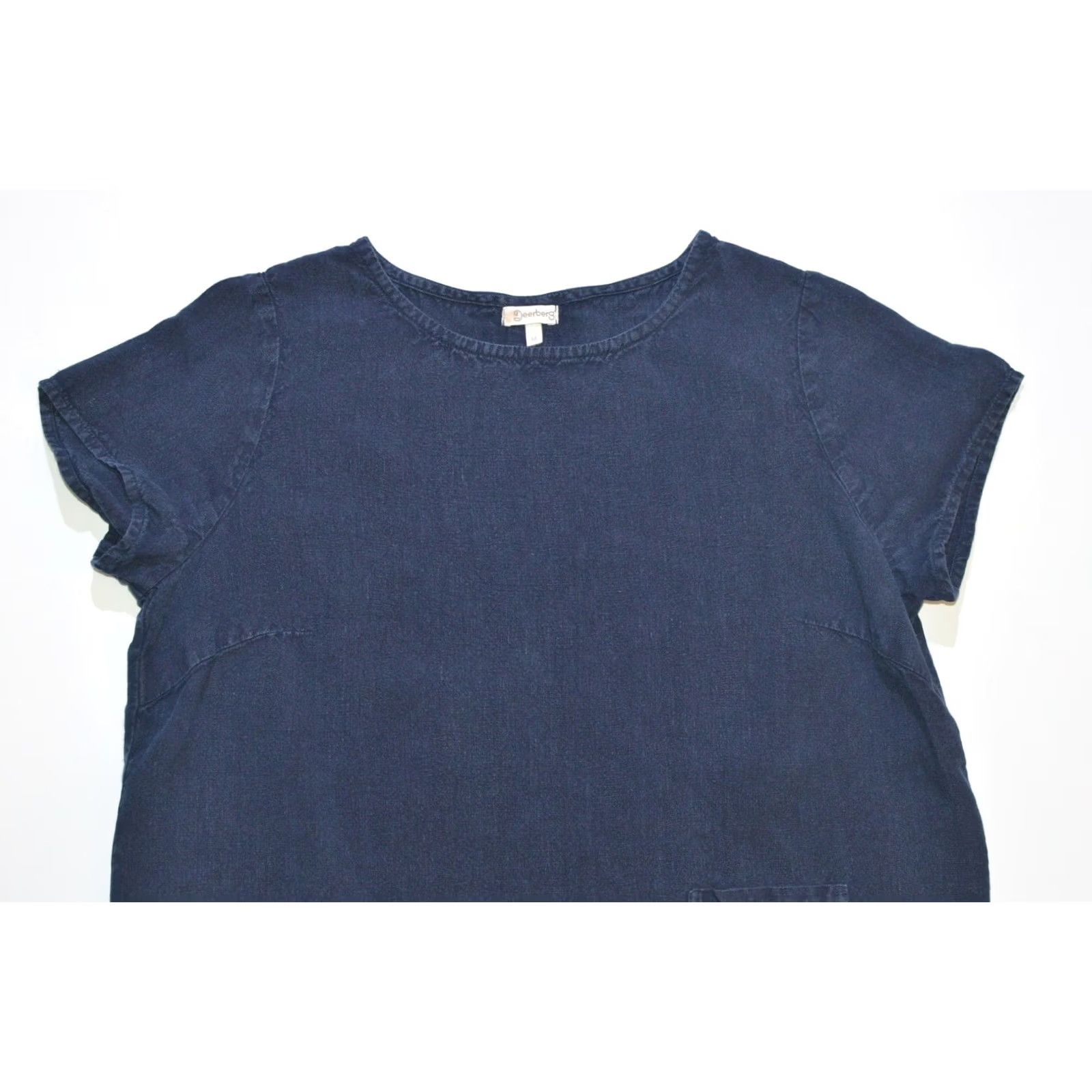 Vintage Wmns Deerberg Front Pocket Blue Linen T-Shirt Top M Women Shirt XS? Size M / US 6-8 / IT 42-44 - 2 Thumbnail