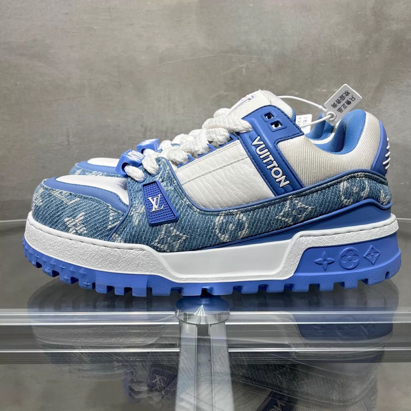 Louis Vuitton LV Trainer Maxi White Blue Denim UK6/40 Size US 7 / EU 40 - 3 Thumbnail