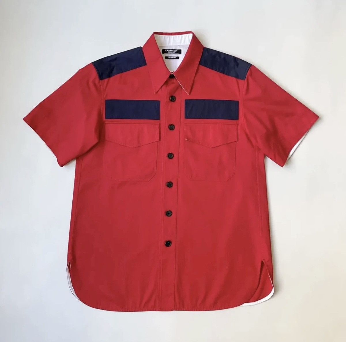 Calvin Klein 205W39NYC A/W 18 Red Cotton ‘Officer’ Shirt Size US M / EU 48-50 / 2 - 1 Thumbnail