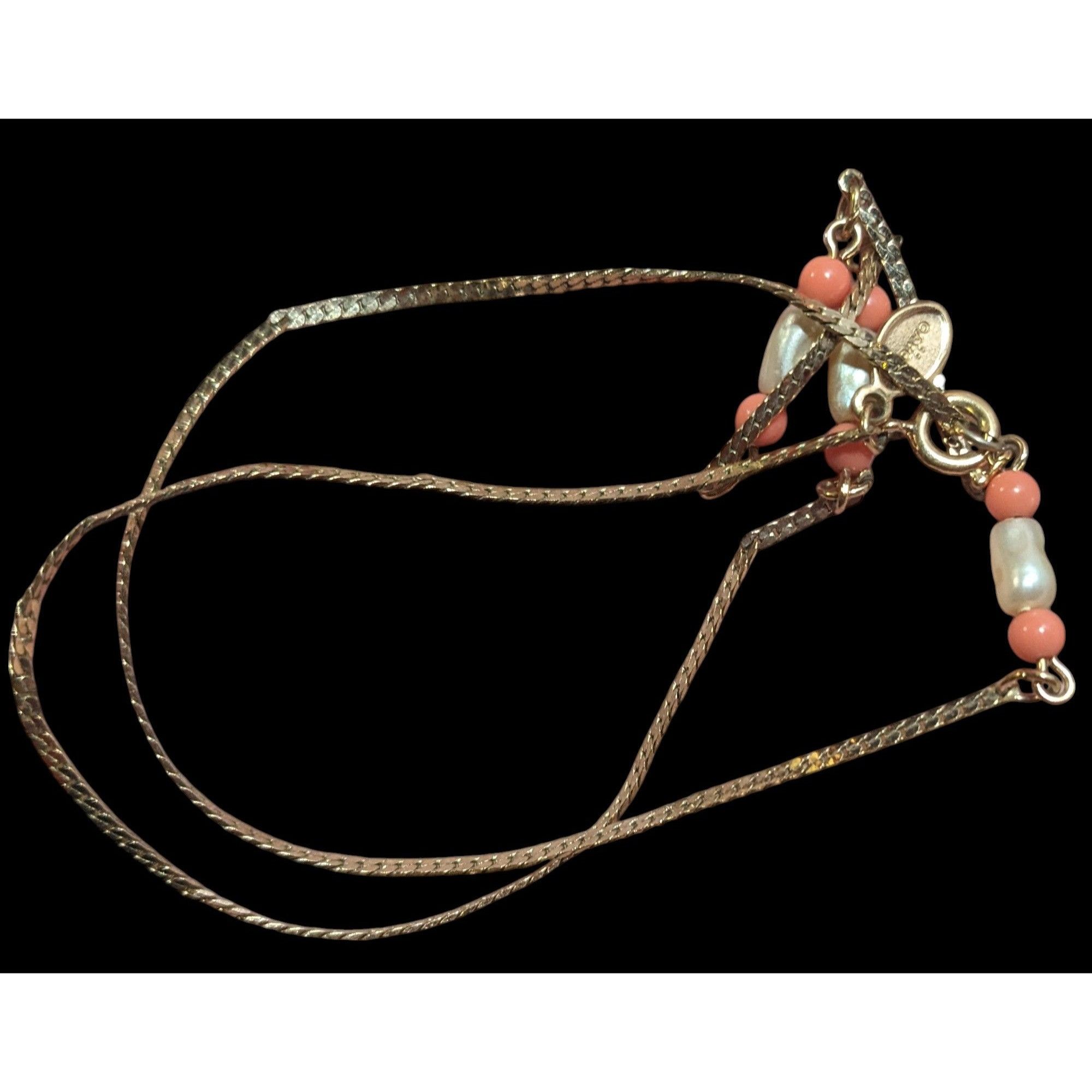 Other Vintage 80s Avon Sea Treasure Faux Pearl And Coral Gold Tone Size ONE SIZE - 4 Thumbnail