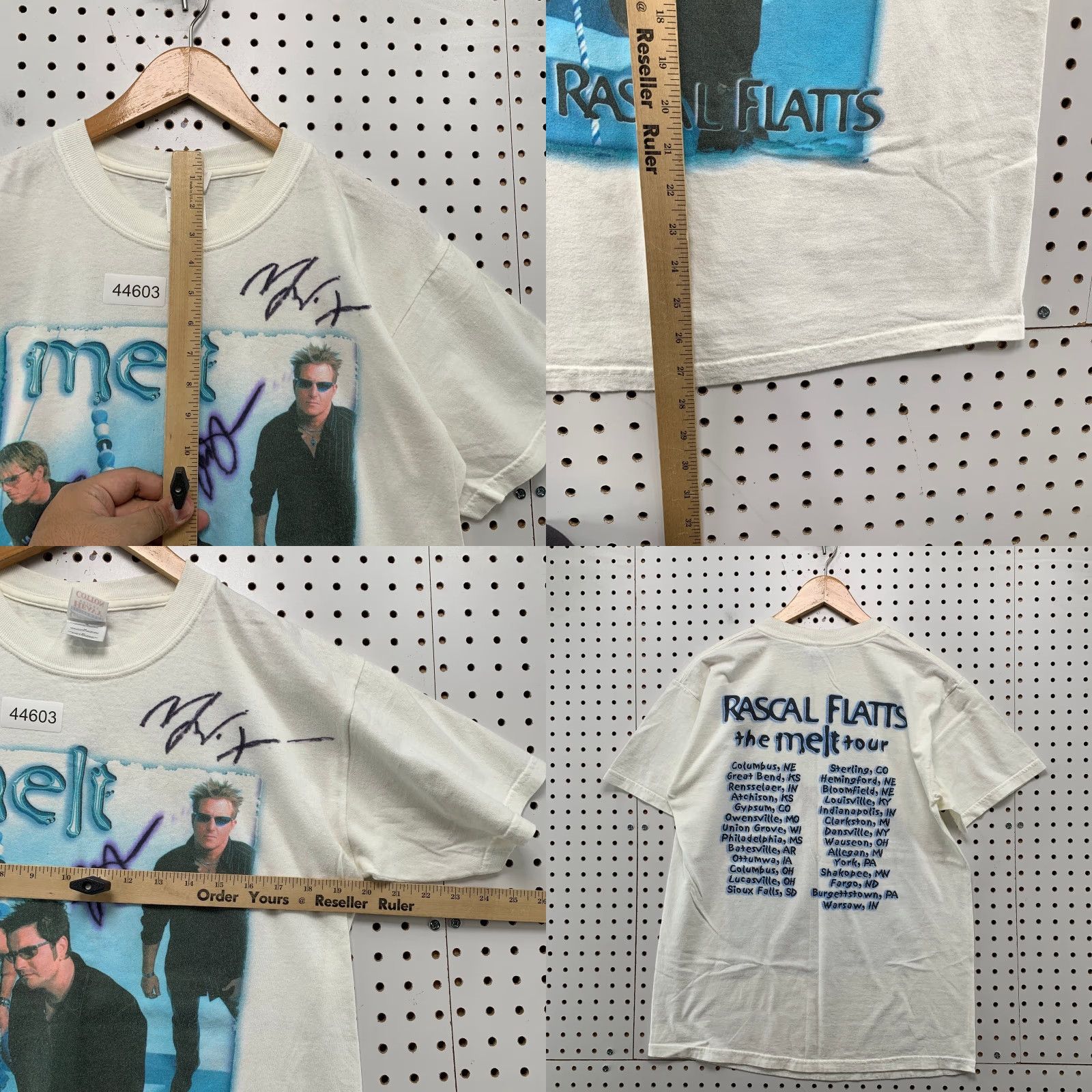 Gildan VINTAGE Rascal Flatts Melt Shirt Mens M Autograph 90s White Country Pop Shirt Mens M White Rascal Flatts 90s Band Music Vintage Size US M / EU 48-50 / 2 - 8 Thumbnail