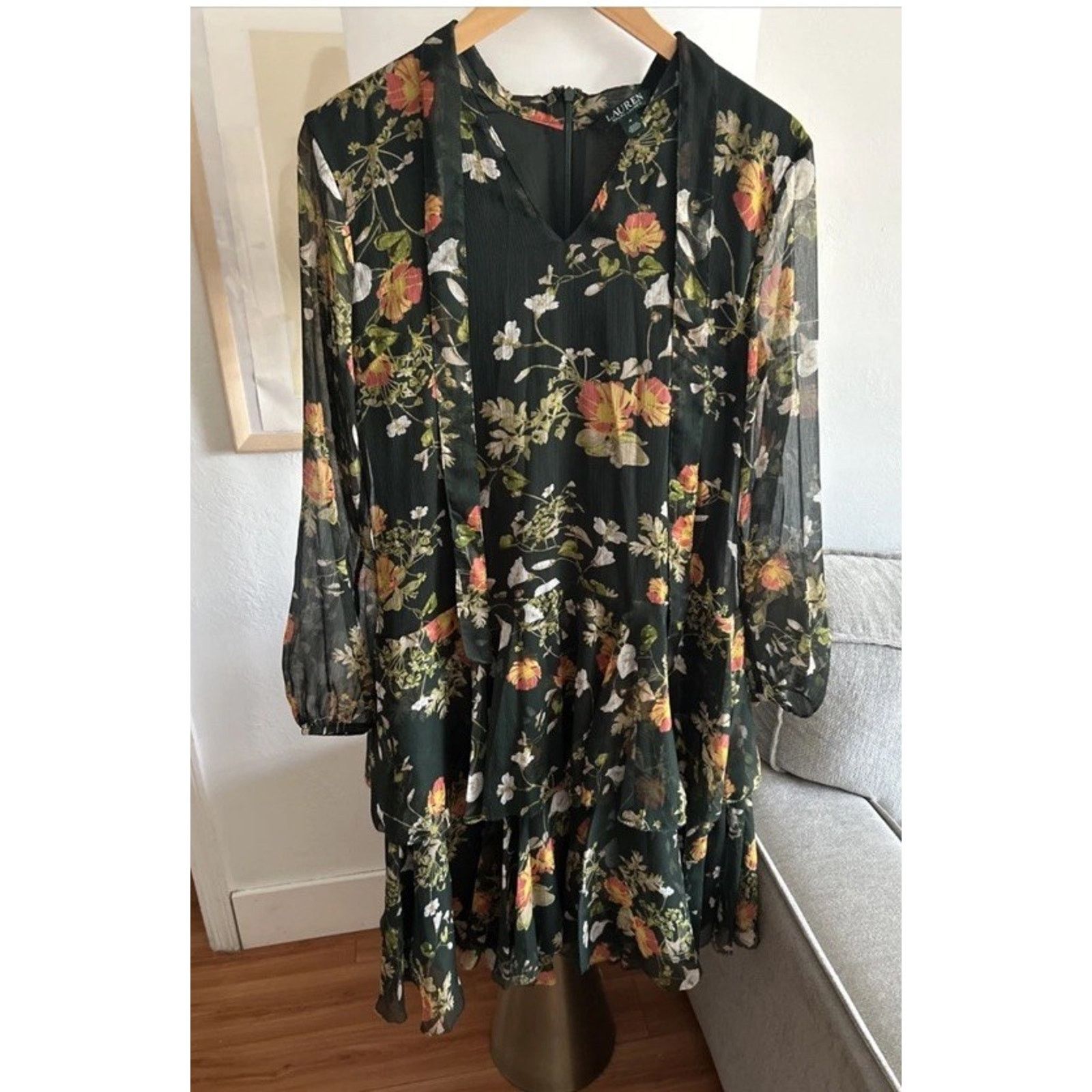 Ralph Lauren Lauren Ralph Lauren Floral Georgette Ruffles Dress Size 4 Size S / US 4 / IT 40 - 4 Thumbnail
