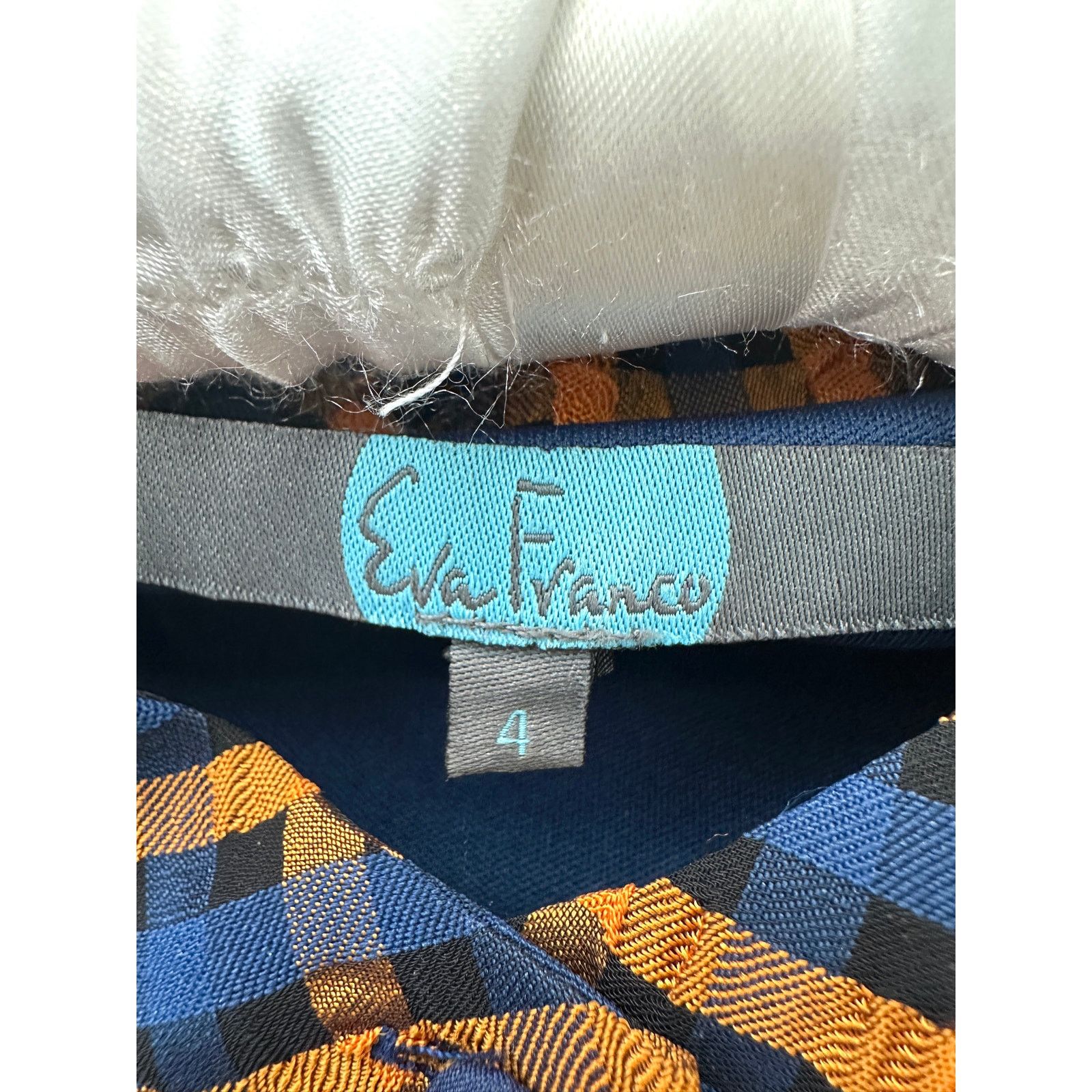 Anthropologie × Eva Franco ANTHROPOLOGIE Orange Blue Button Front Textured Plaid Blouse Size S / US 4 / IT 40 - 5 Thumbnail