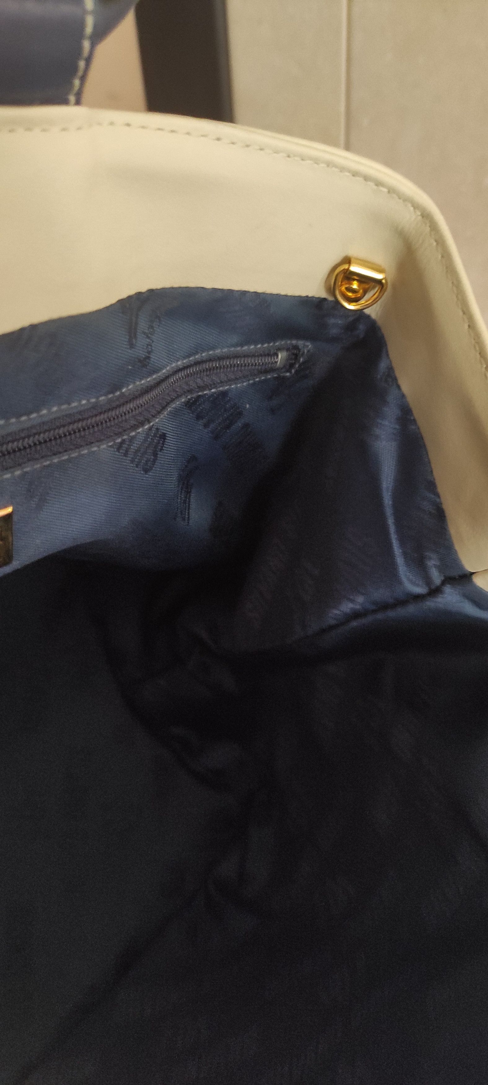 Other Silvano Biagini Italy leather Cream Blue Tote Bag Handbag Size ONE SIZE - 5 Thumbnail