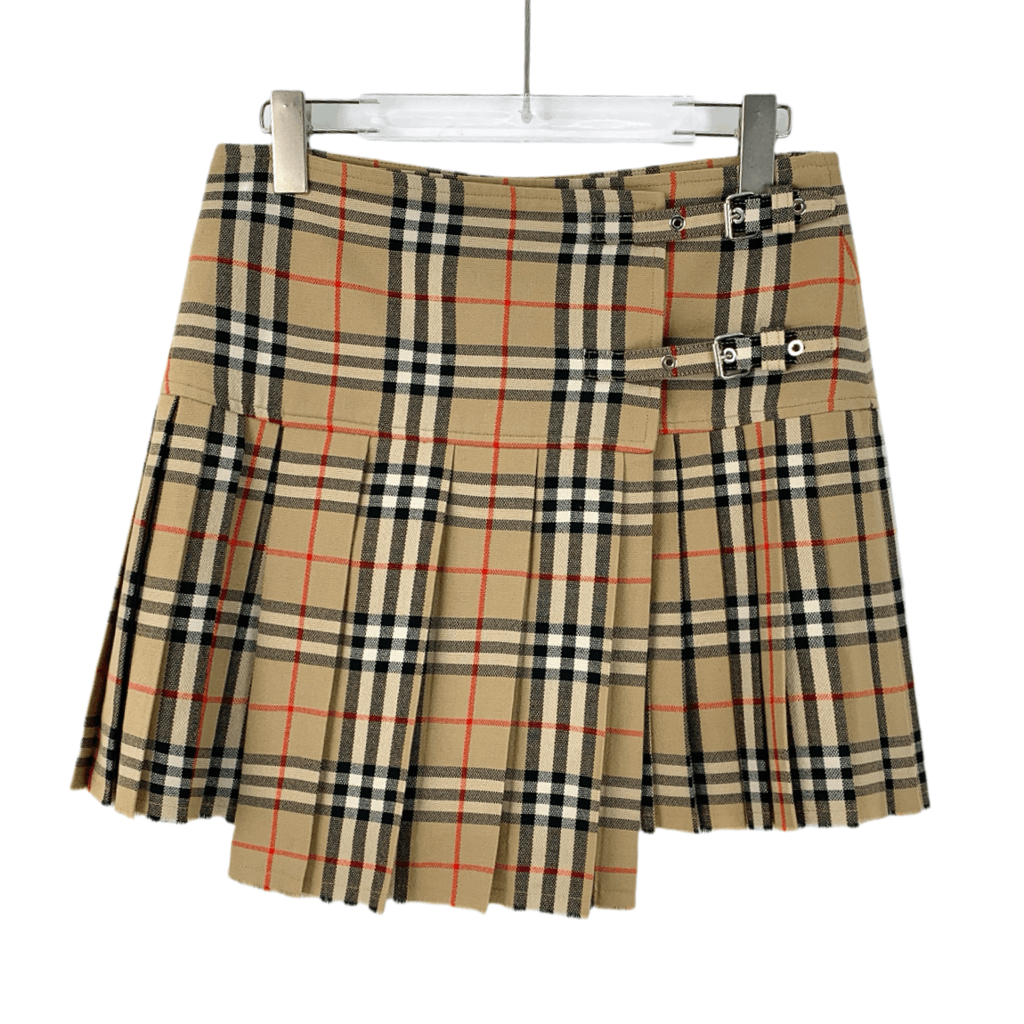 Burberry Burberry Brown Check Wool Pleated Mini Skirt (Size S) Size 26" / US 2 / IT 38 - 1 Thumbnail