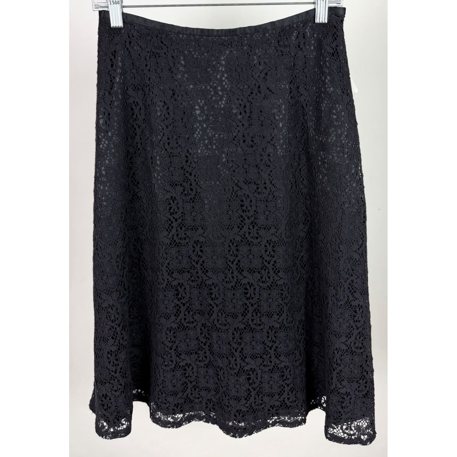 Talbots VINTAGE Talbots Skirt Womens 4 Midi Black Lace Satin Lining NWT 90s Bohemian Retro Gothic Size 27" / US 4 / IT 40 - 2 Thumbnail