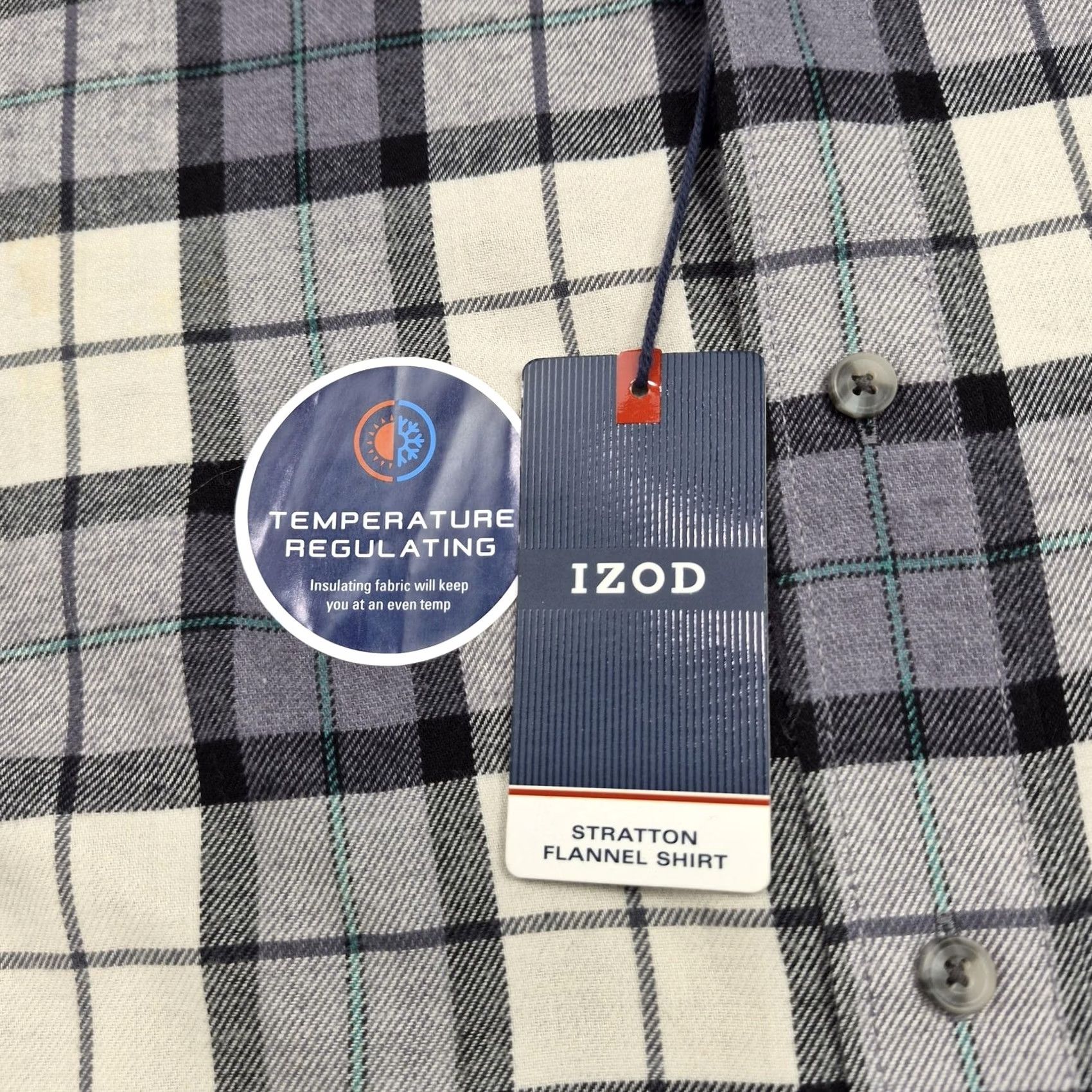 Izod IZOD Flannel Shirt Mens XL Gray Plaid Long Sleeve Button Up Thermal Casual Size US XL / EU 56 / 4 - 6 Thumbnail