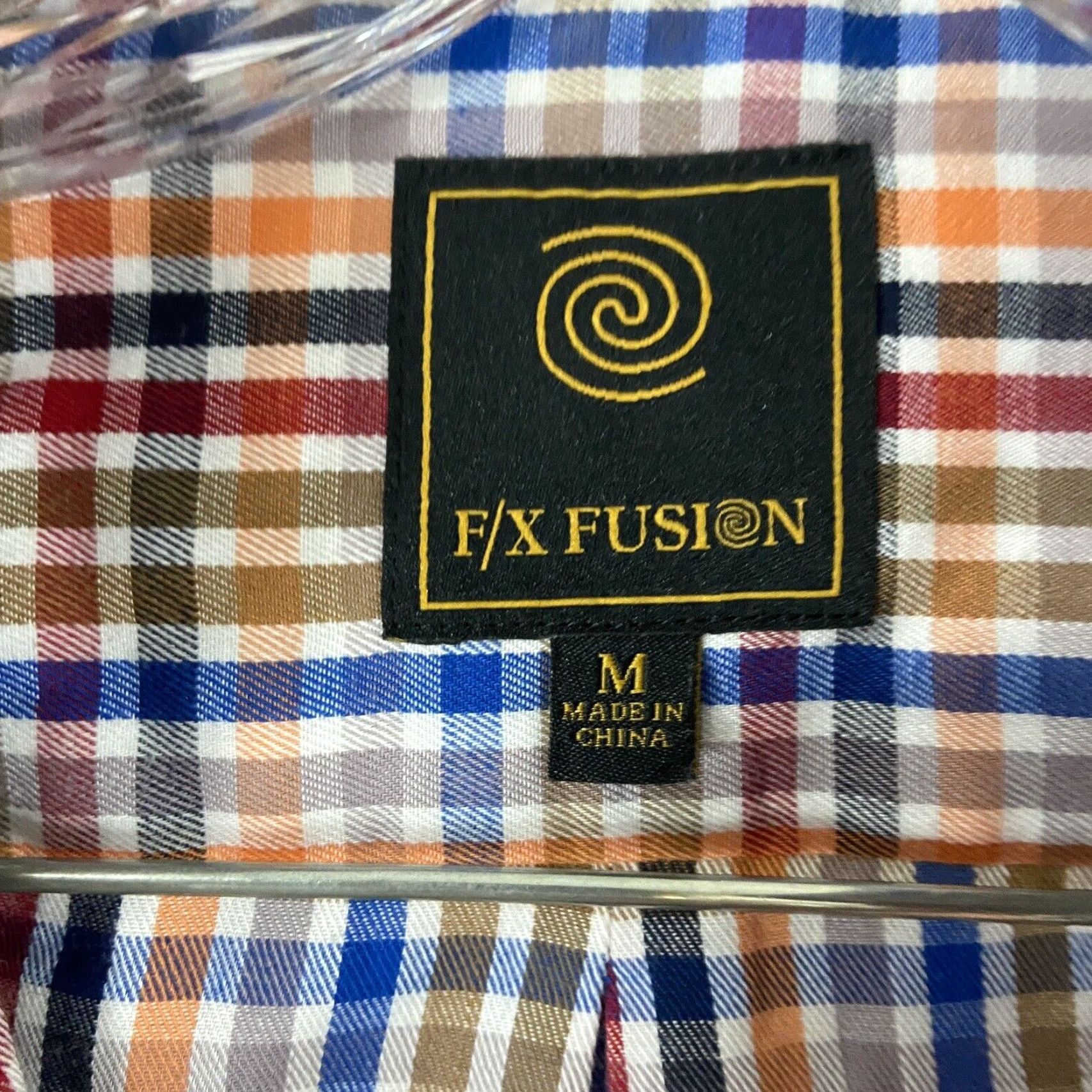 Vintage FX Fusion Men's Plaid Button Up Long Sleeve Shirt Orange M Size US M / EU 48-50 / 2 - 6 Thumbnail