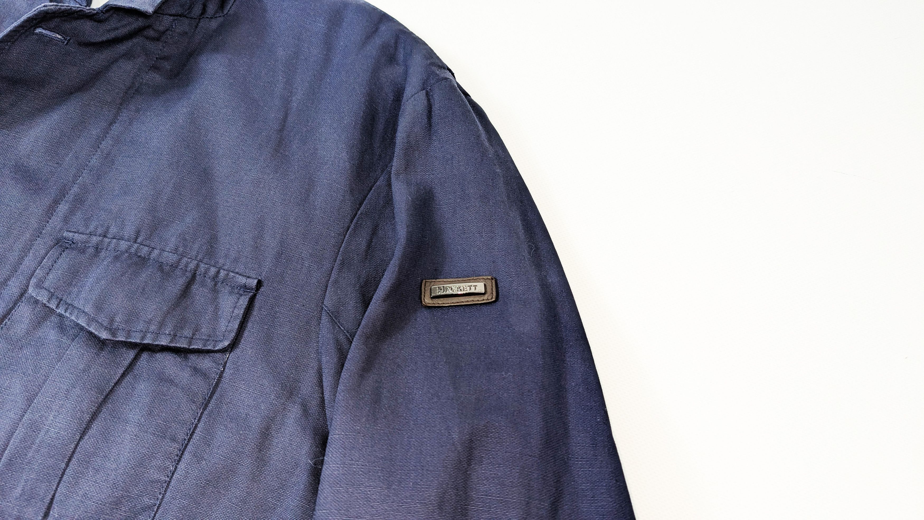 Hackett Hackett London Waxed Cotton Linen Safari Navy Jacket Size US XXL / EU 58 / 5 - 4 Thumbnail