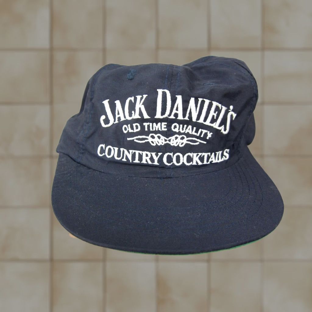 Vintage VINTAGE Jack Daniels Hat Men One Size Black Adjustable Trucker 80s 90s Country Cocktails Canvas Hat Mens Size ONE SIZE - 1 Thumbnail