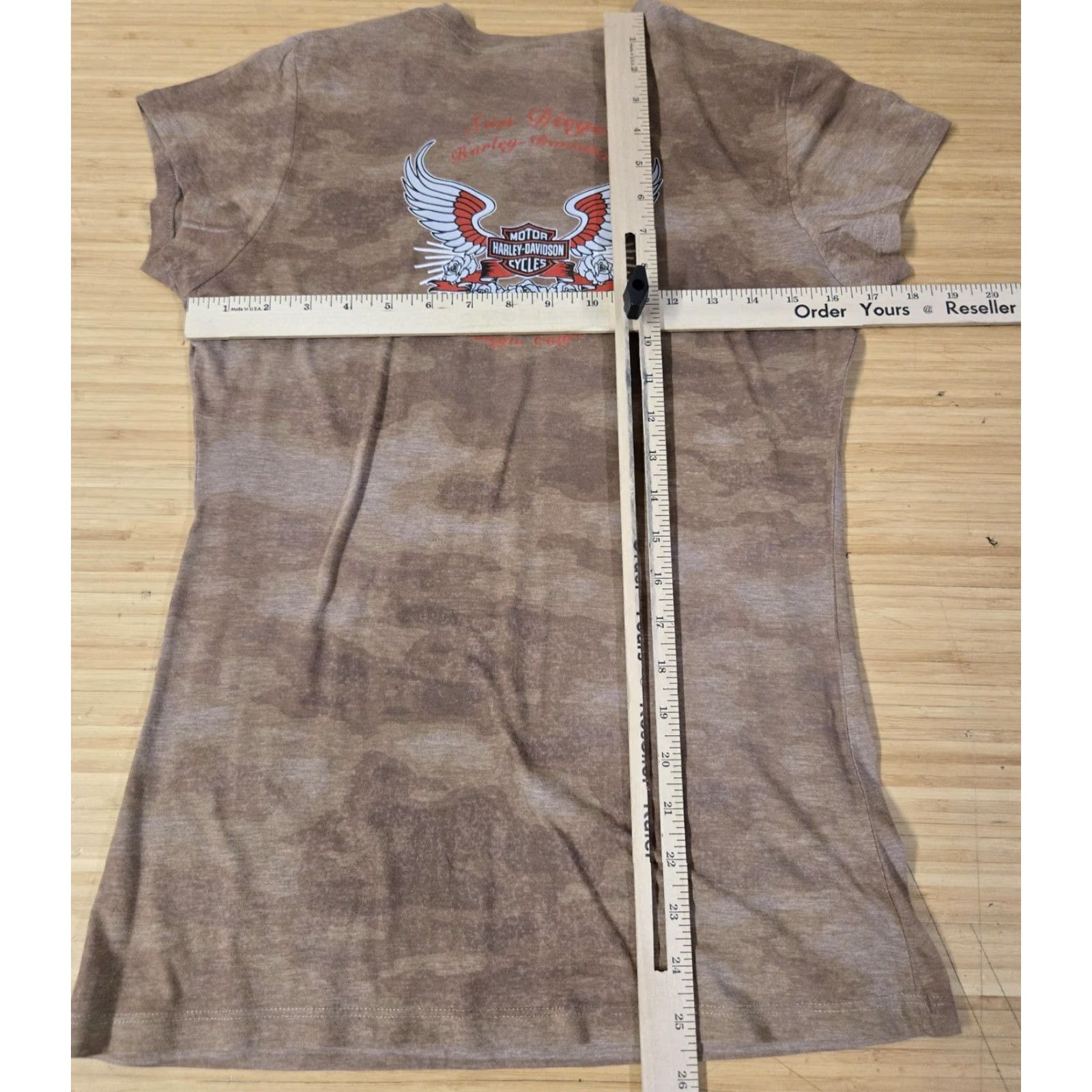 Harley Davidson VINTAGE Harley-Davidson Shirt Womens Large Brown Camouflage Heart Flame San Diego California Tee Size L / US 10 / IT 46 - 6 Thumbnail