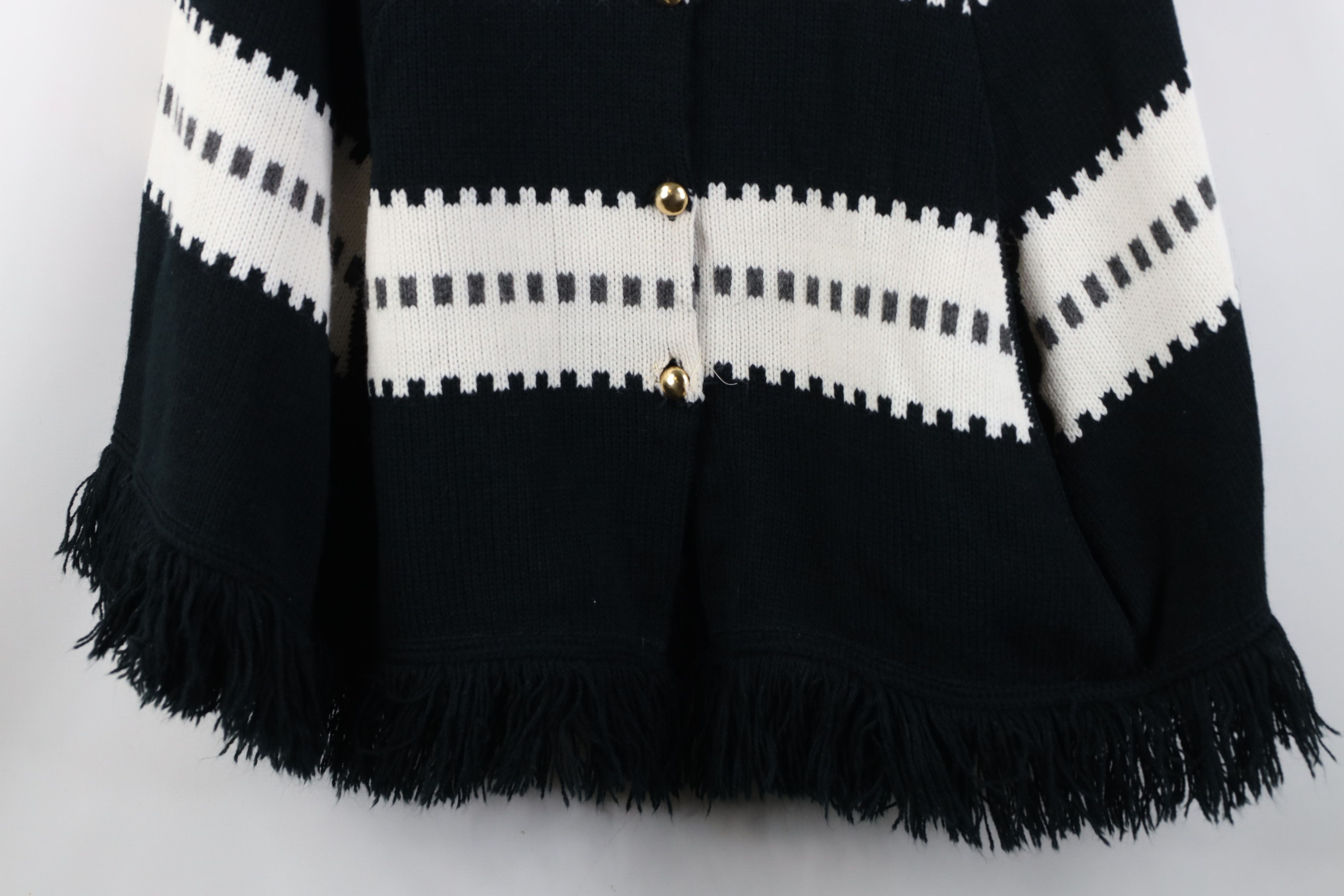 Vintage Vtg 70s Streetwear Cardigan Sweater Poncho Cape Boho Chic Size ONE SIZE - 3 Thumbnail