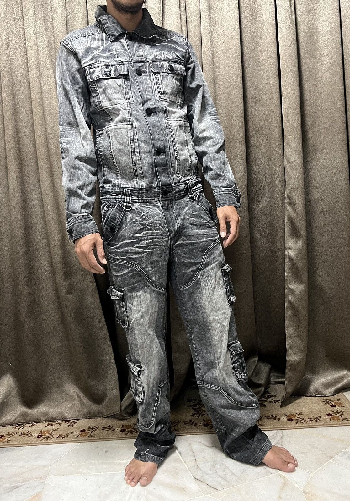 Japanese Brand LowBox Tactical Multipocket Punk Style Denim Overall Size US 35 - 4 Thumbnail
